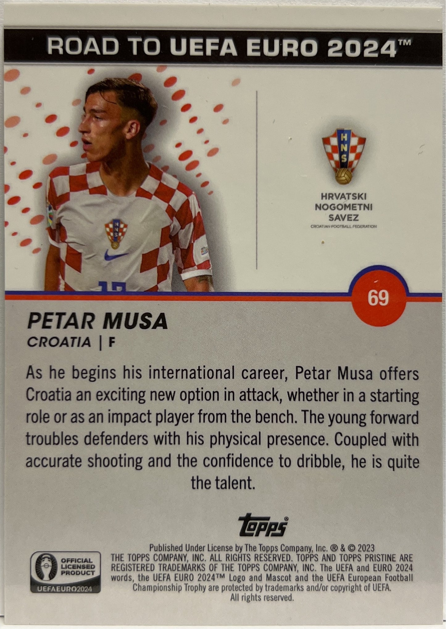 Petar Musa 96/125 National Debut Green Topps Pristine Road To Euro 2024