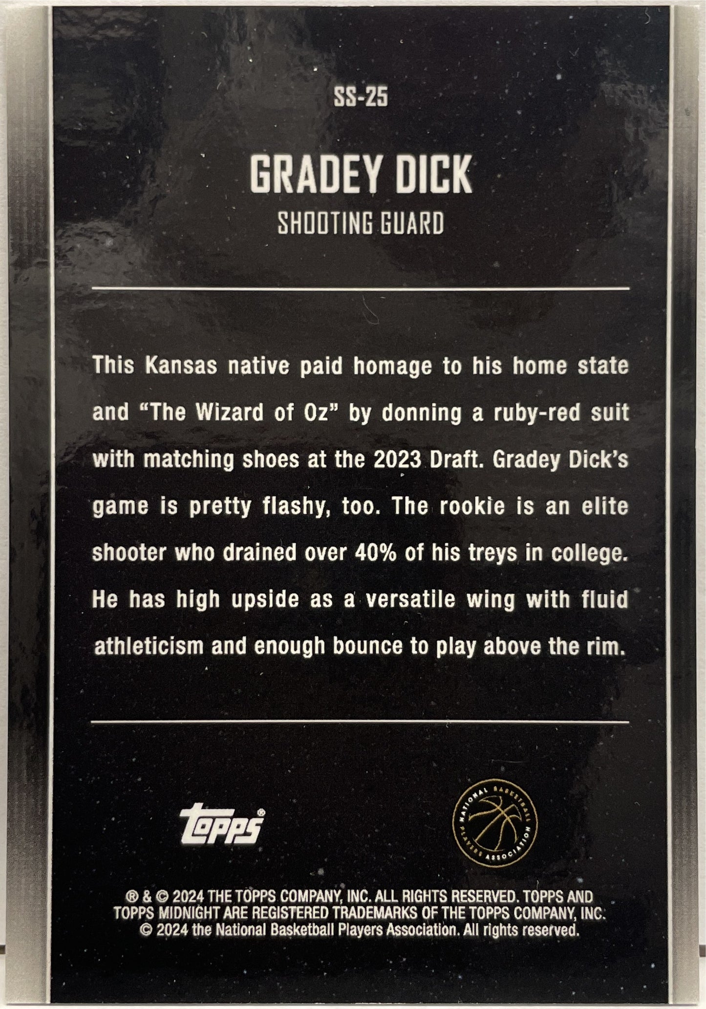 Gradey Dick 92/99 Star Studded Topps Midnight Basketball NBA 2023/24