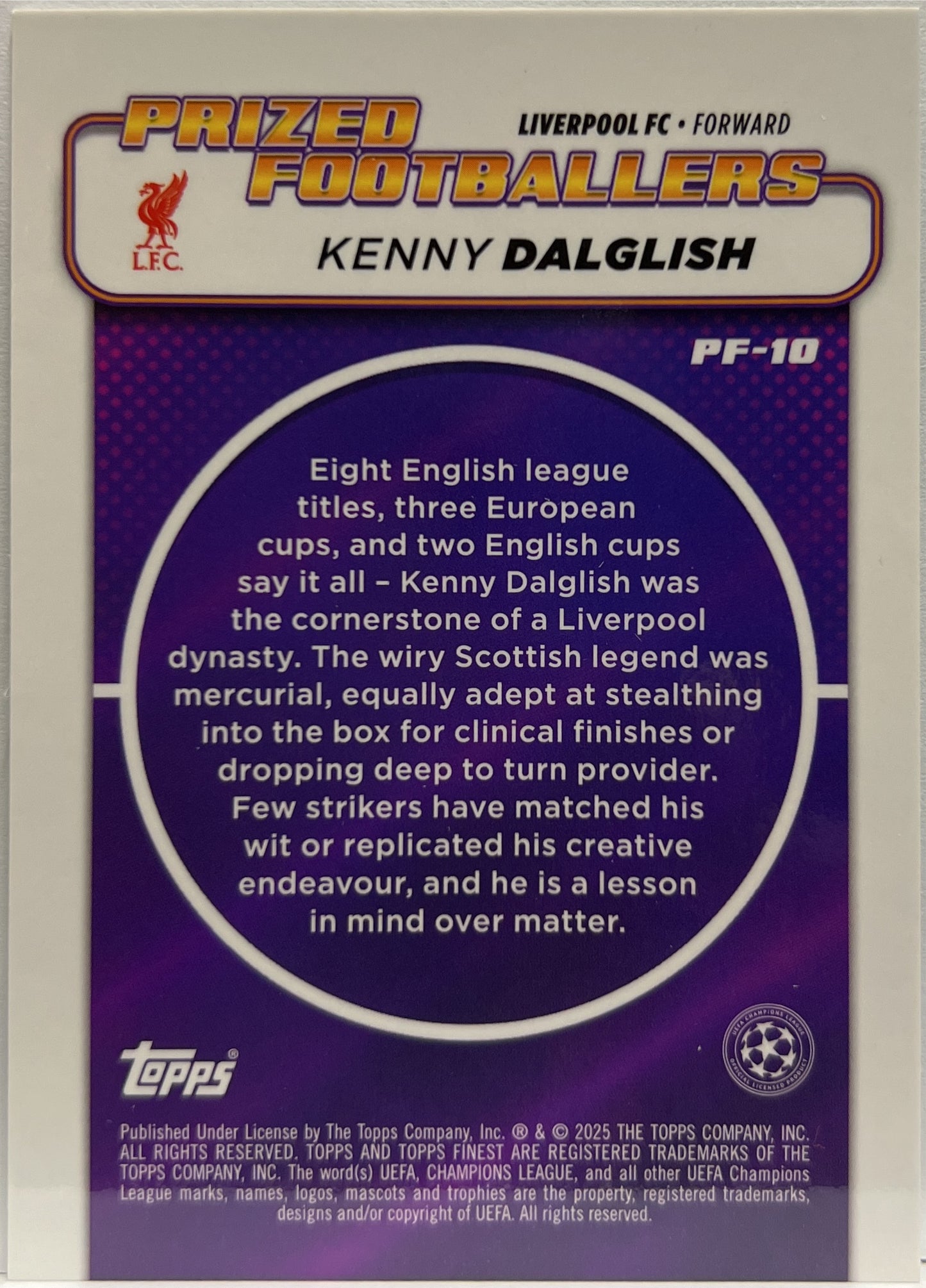 Kenny Daeglish 11/99 Prized Footballers Green Topps Finest UCC 2024/25