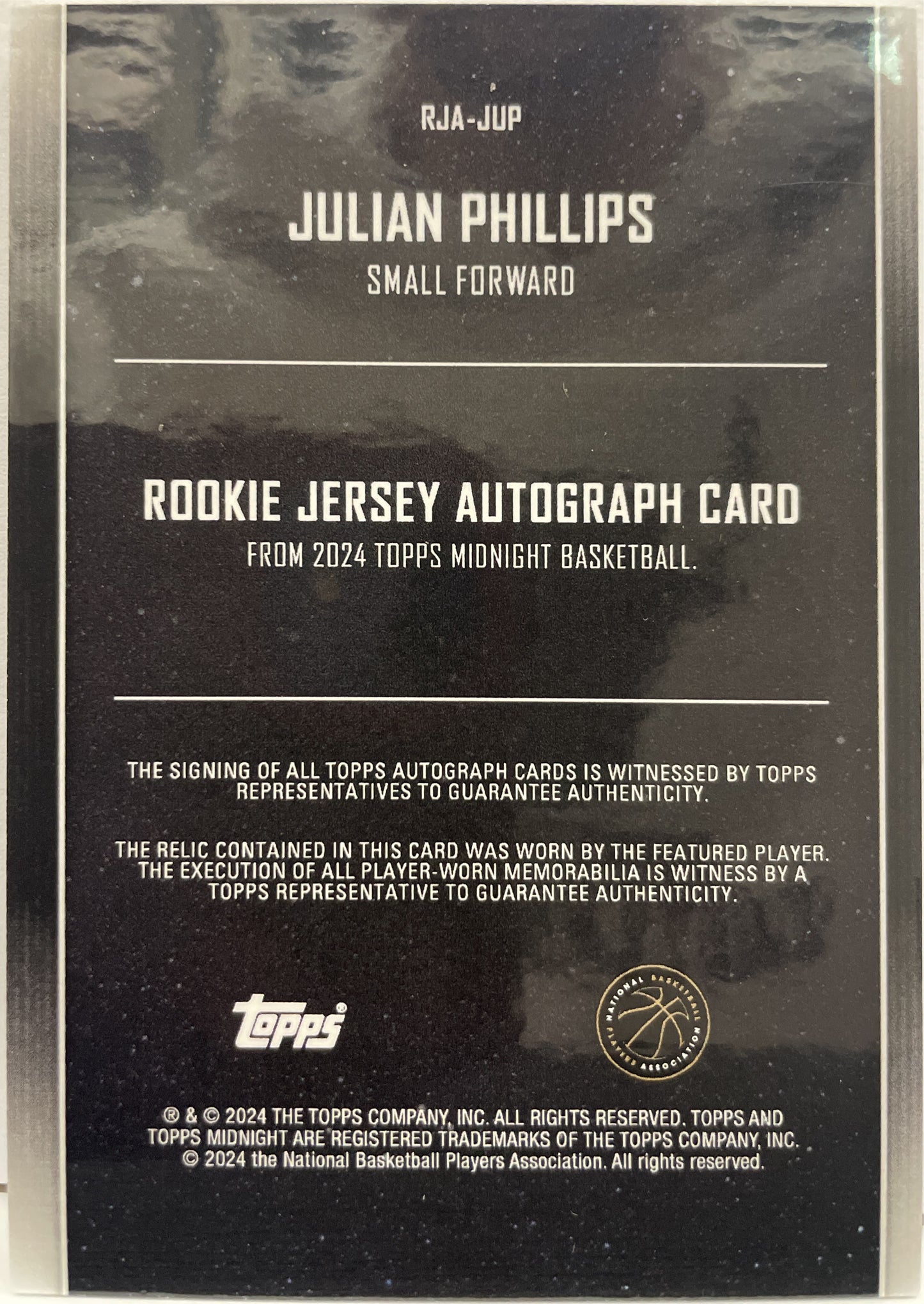 Julian Phillips Rookie Patch Autograph Topps Midnight Basketball NBA 2023/24