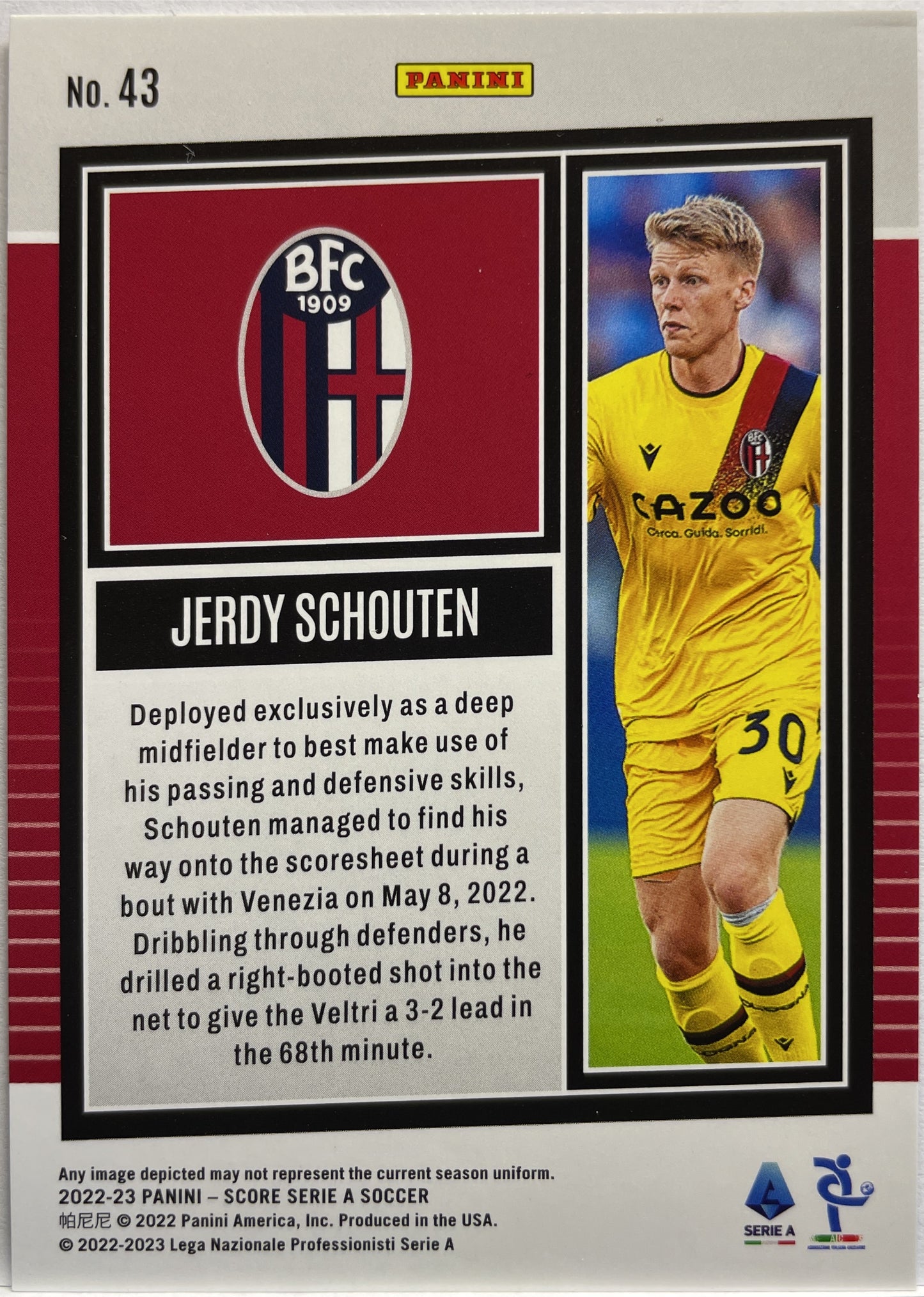 Jerdy Schouten 35/65 Red Swirl Score Serie A 2022/23