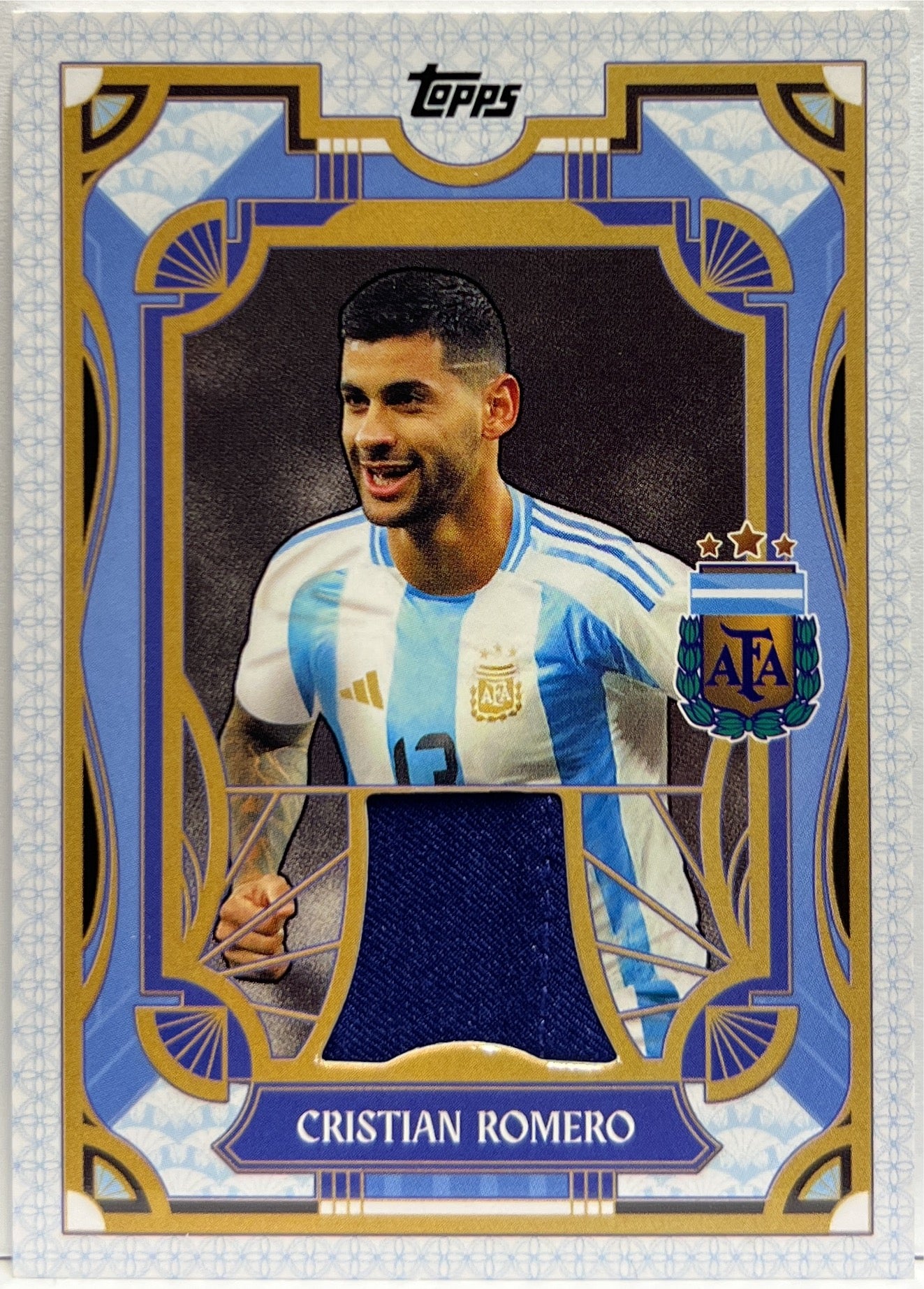 Cristian Romero Patch Tango Relic Topps Argentina Team Set 2024/25 blue2