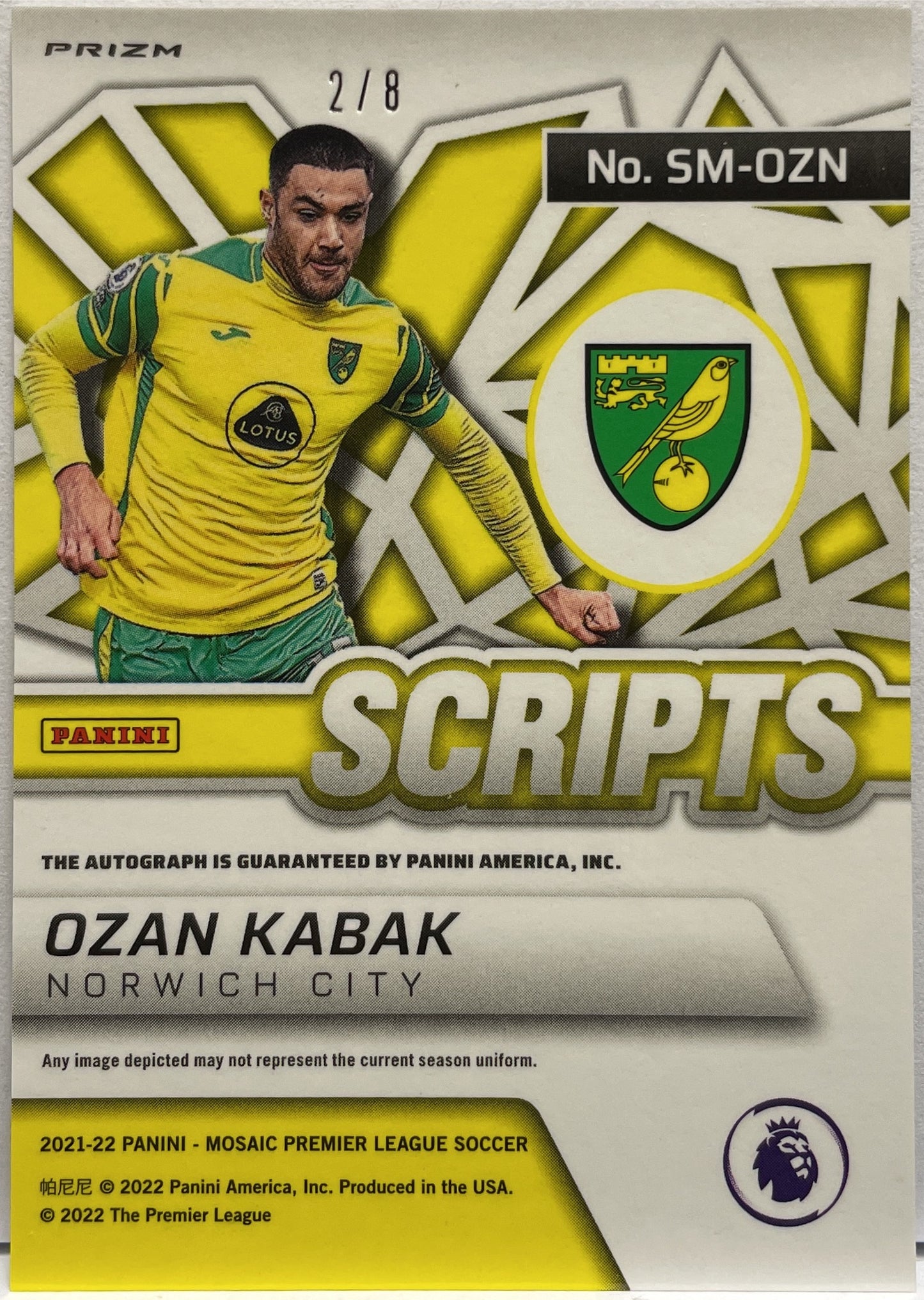 Ozan Kabak 2/8 Autograph Black Gold Scripts Panini Mosaic Premier League 2021/22