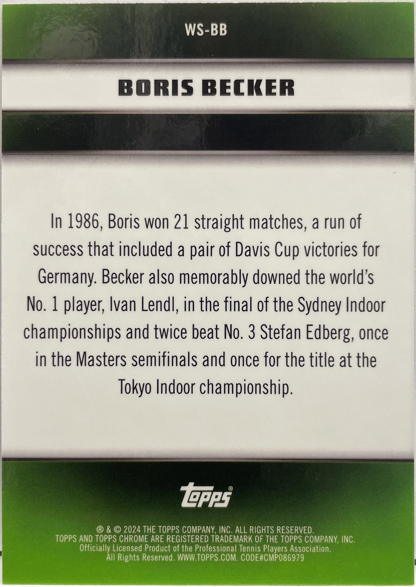 Boris Becker 83/199 Winning Streaks Aqua Topps Tennis Graphite 2024