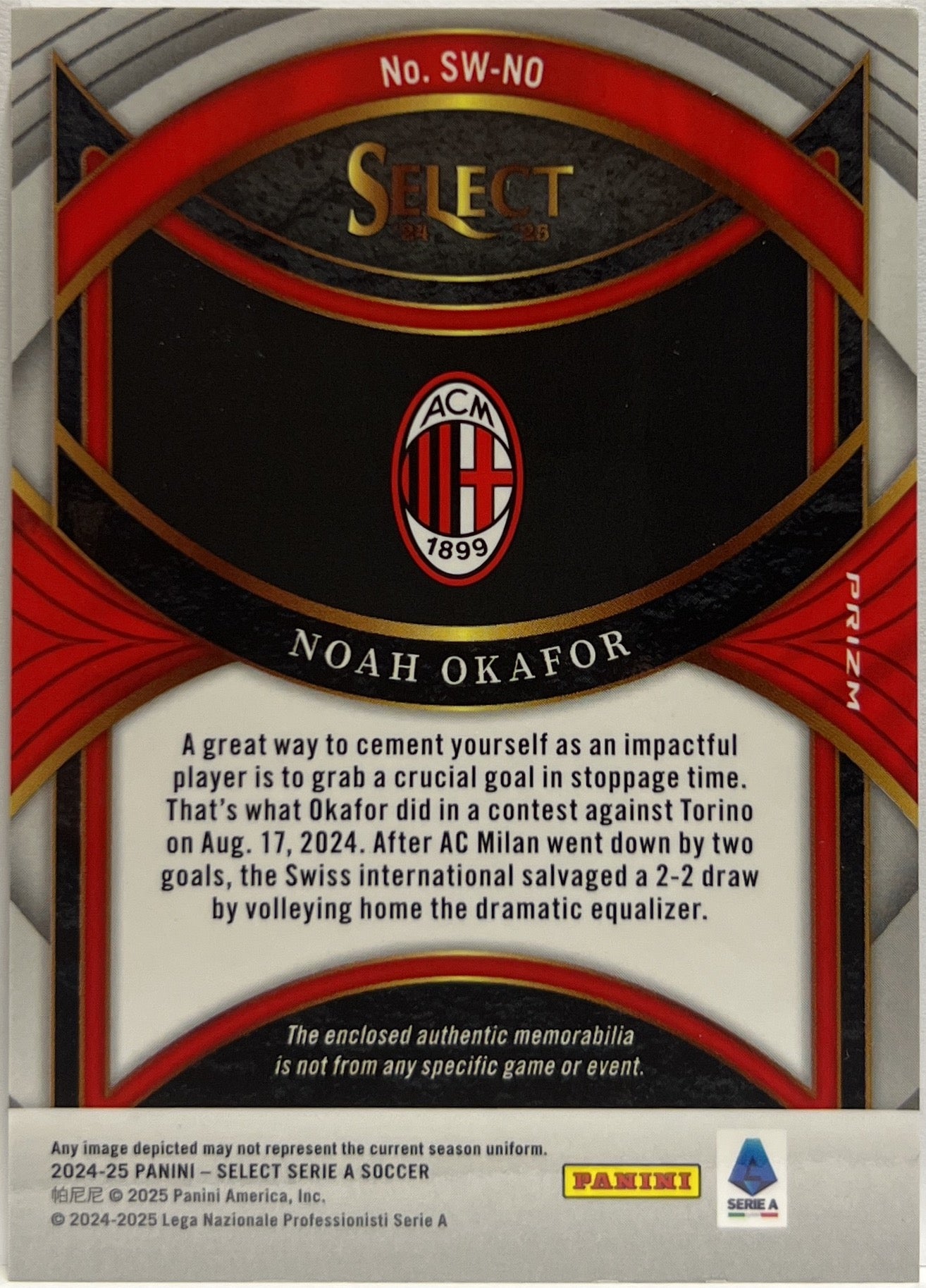 Noah Okafor Patch Swatches Select Serie A 2024/25