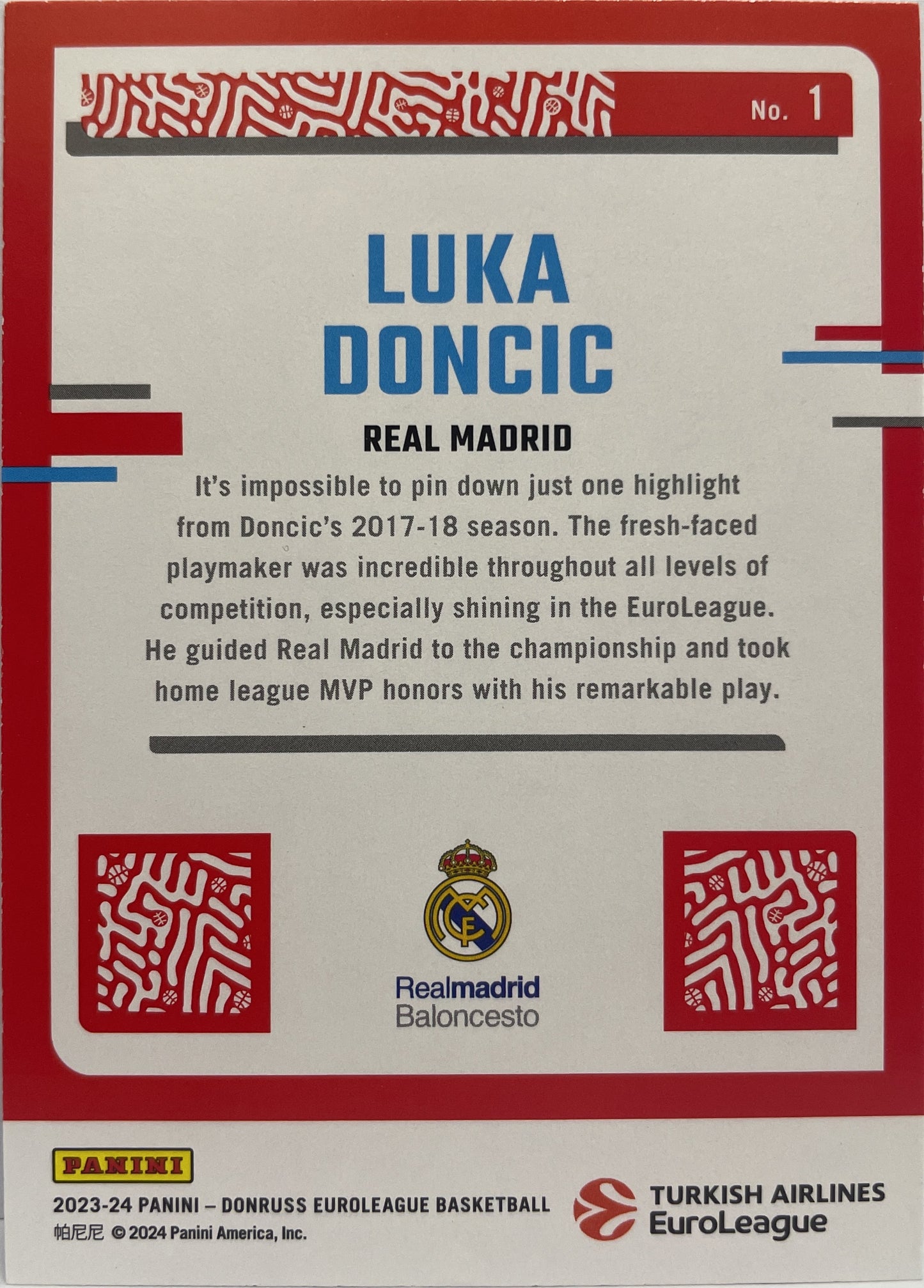 Luka Doncic Highlights Donruss Euroleague Basketball 2023/24