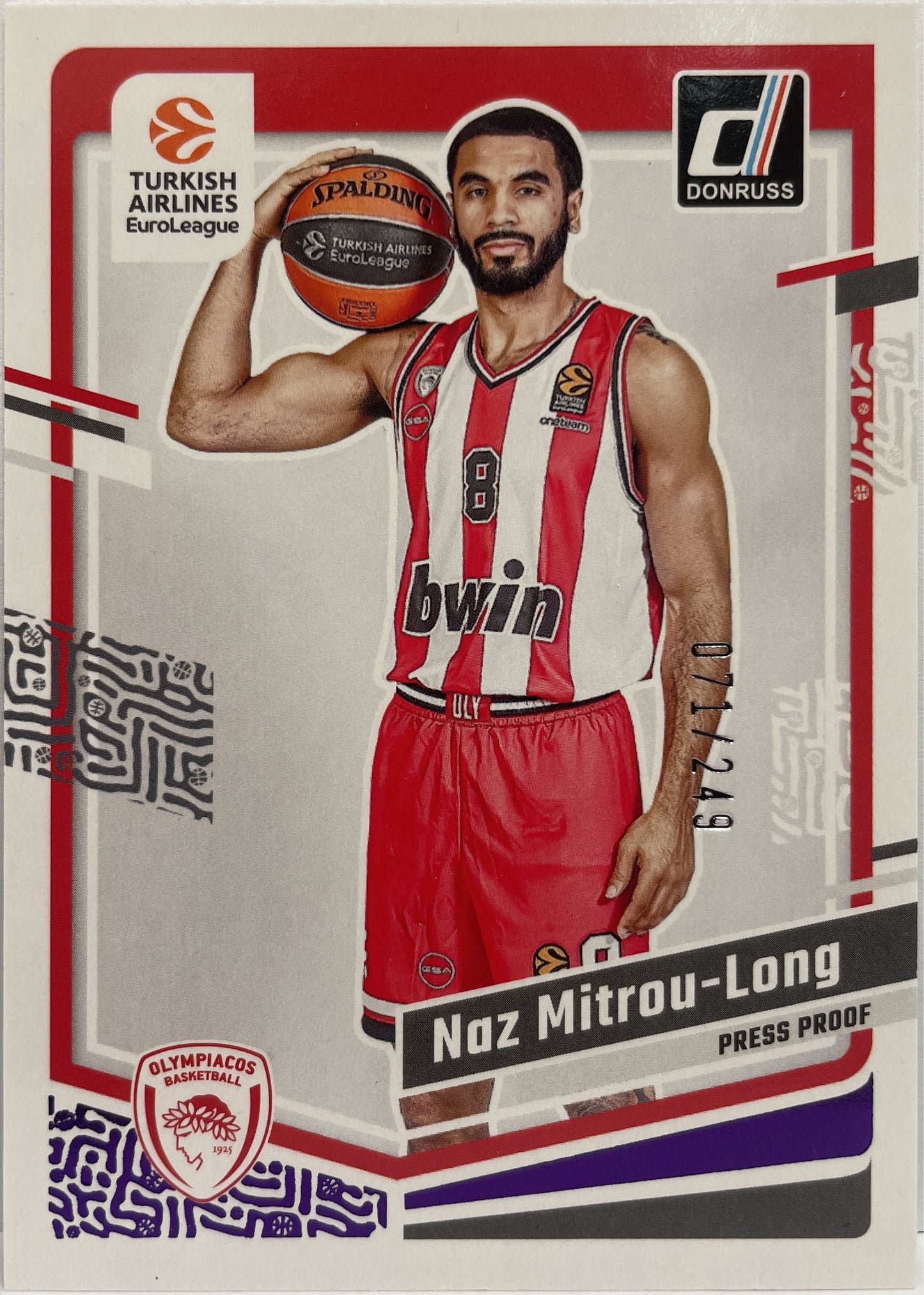 Naz Mitrou-Long 71/249 Press Proof Purple Donruss Euroleague Basketball 2023/24
