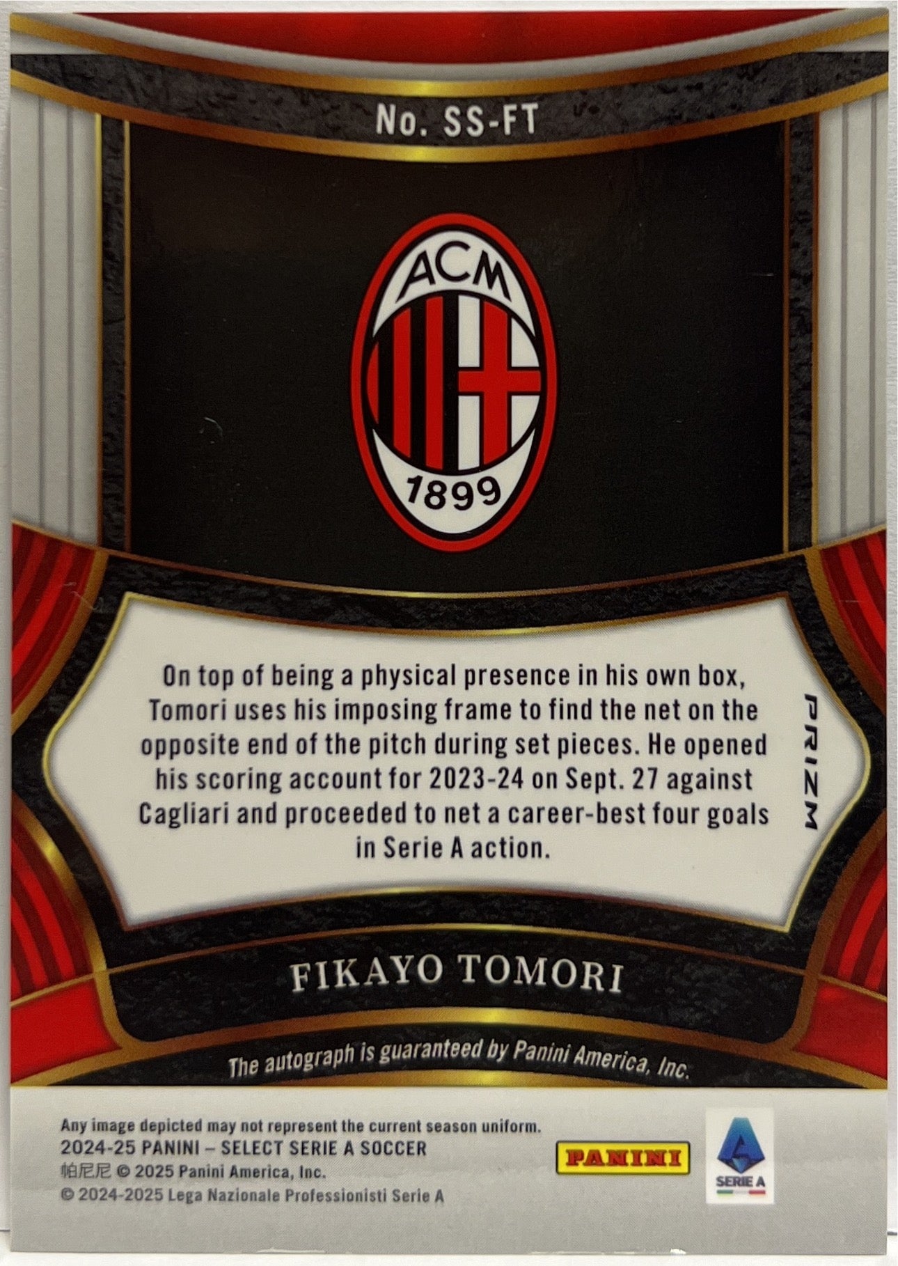 Fikayo Tomori Autograph Signature Select Serie A 2024/25