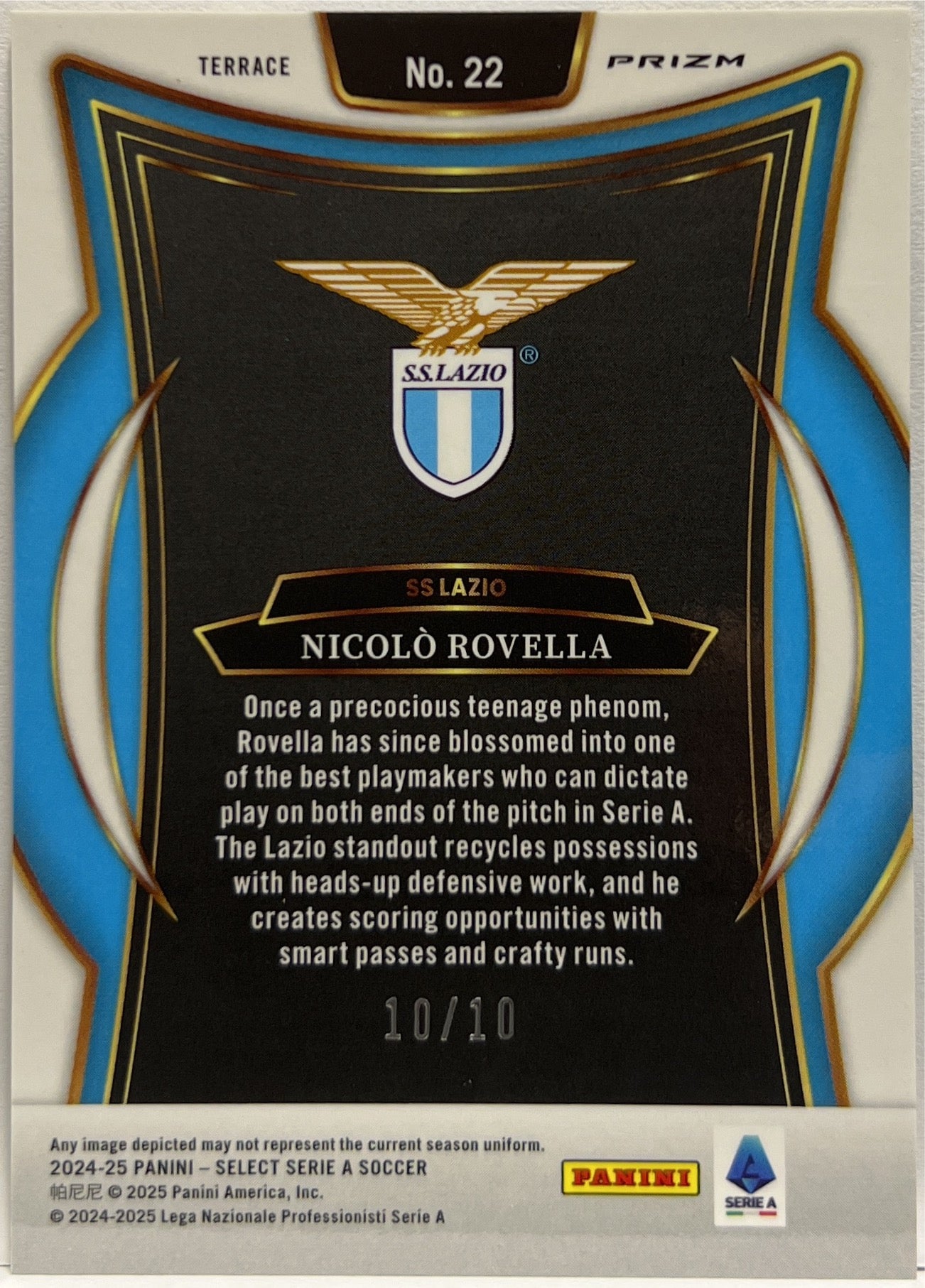 Nicolo Rovella 10/10 Terrace Gold Select Serie A 2024/25