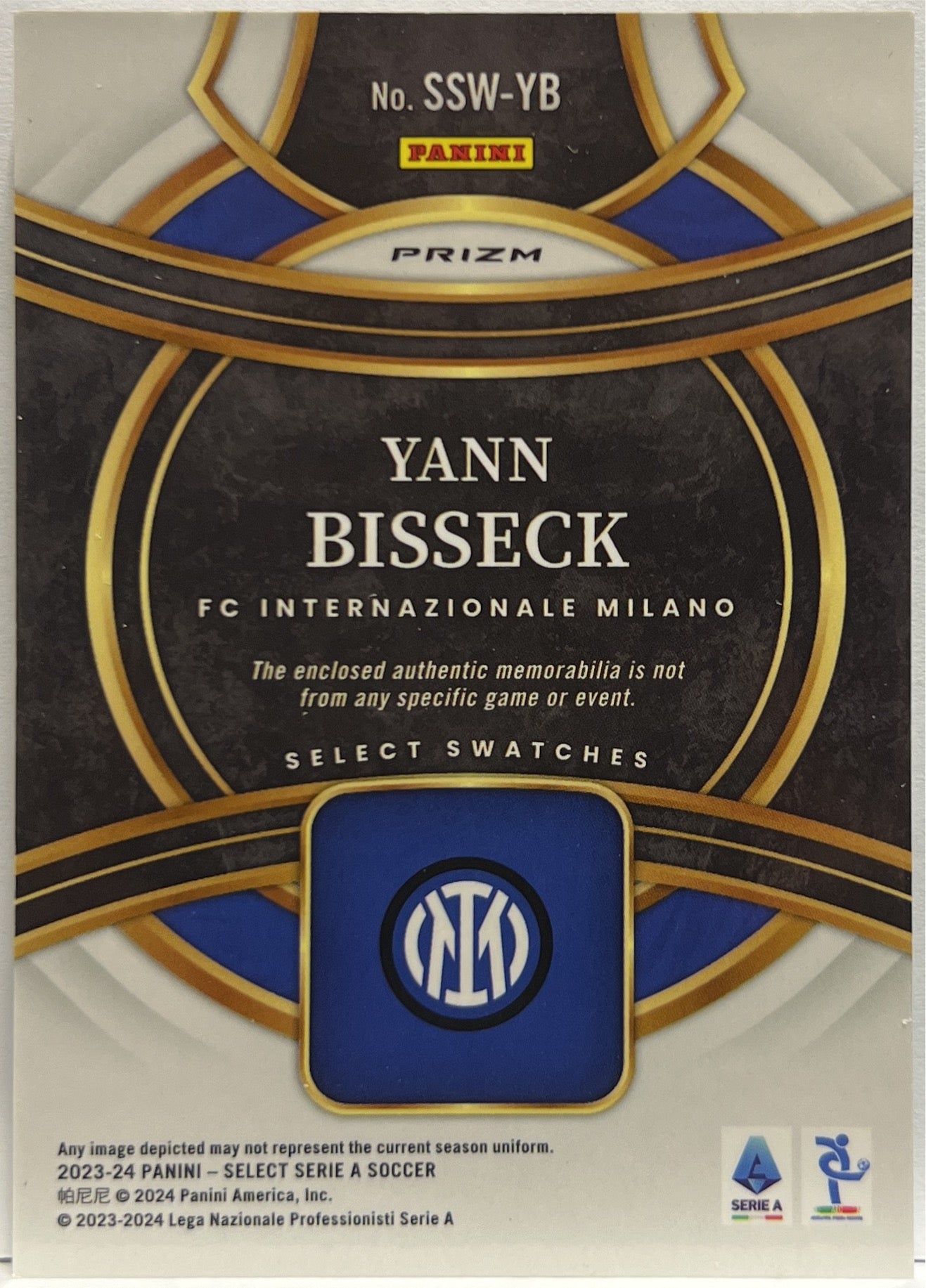 Yann Bisseck Rookie Patch Swatches Select Serie A 2024/25
