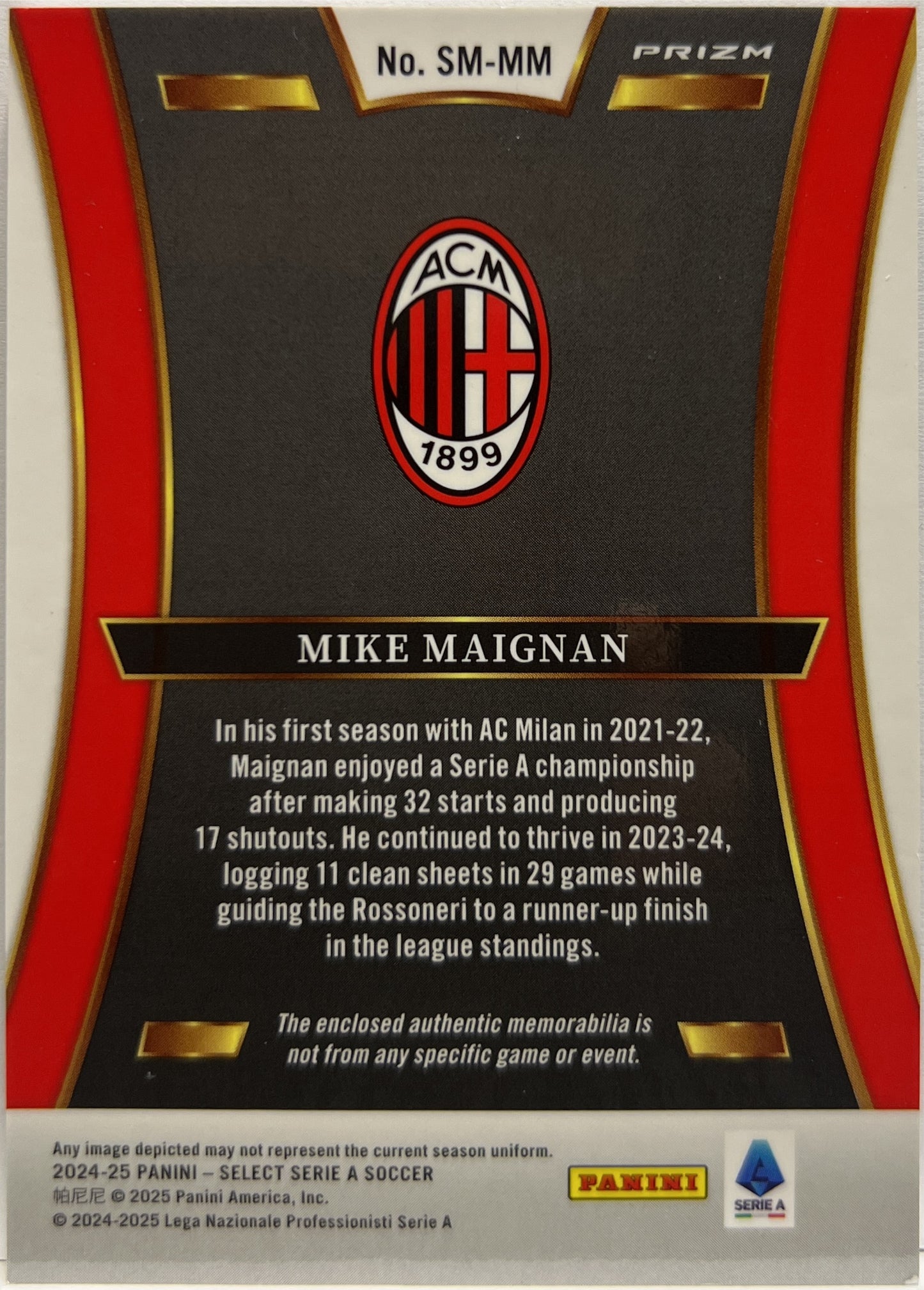 Mike Maignan Patch Memorabilia Select Serie A 2024/25