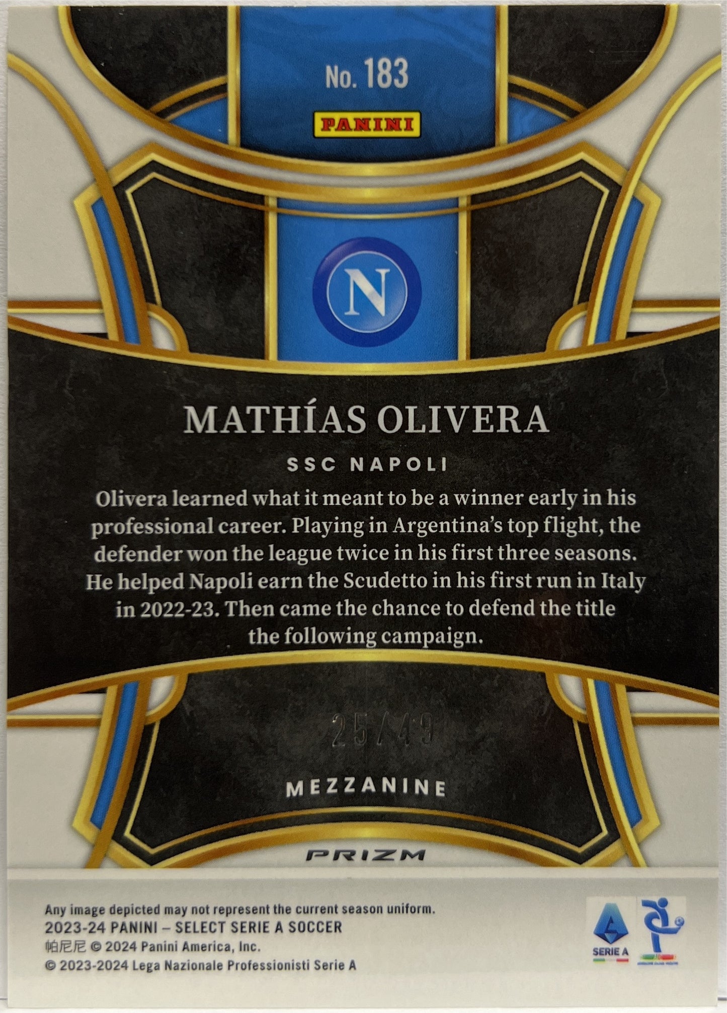 Mathias Olivera 25/49 Mezzanine Purple Select Serie A 2023/24