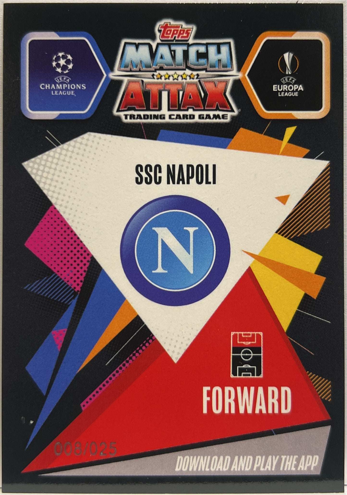 Dries Mertens 8/25 Orange Topps Chrome Match Attax