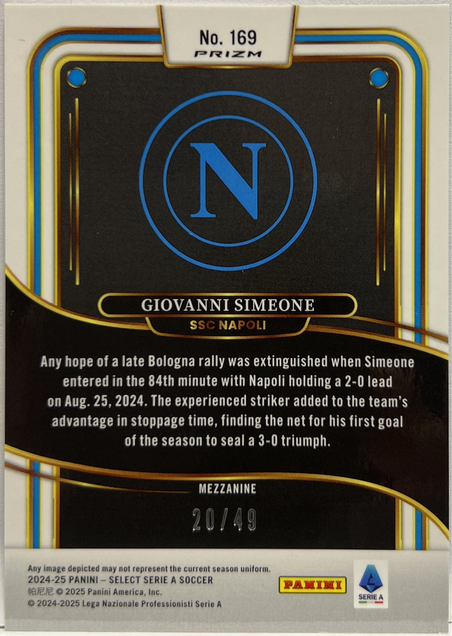 Giovanni Simeone 20/49 Mezzanine Purple Select Serie A 2024/25