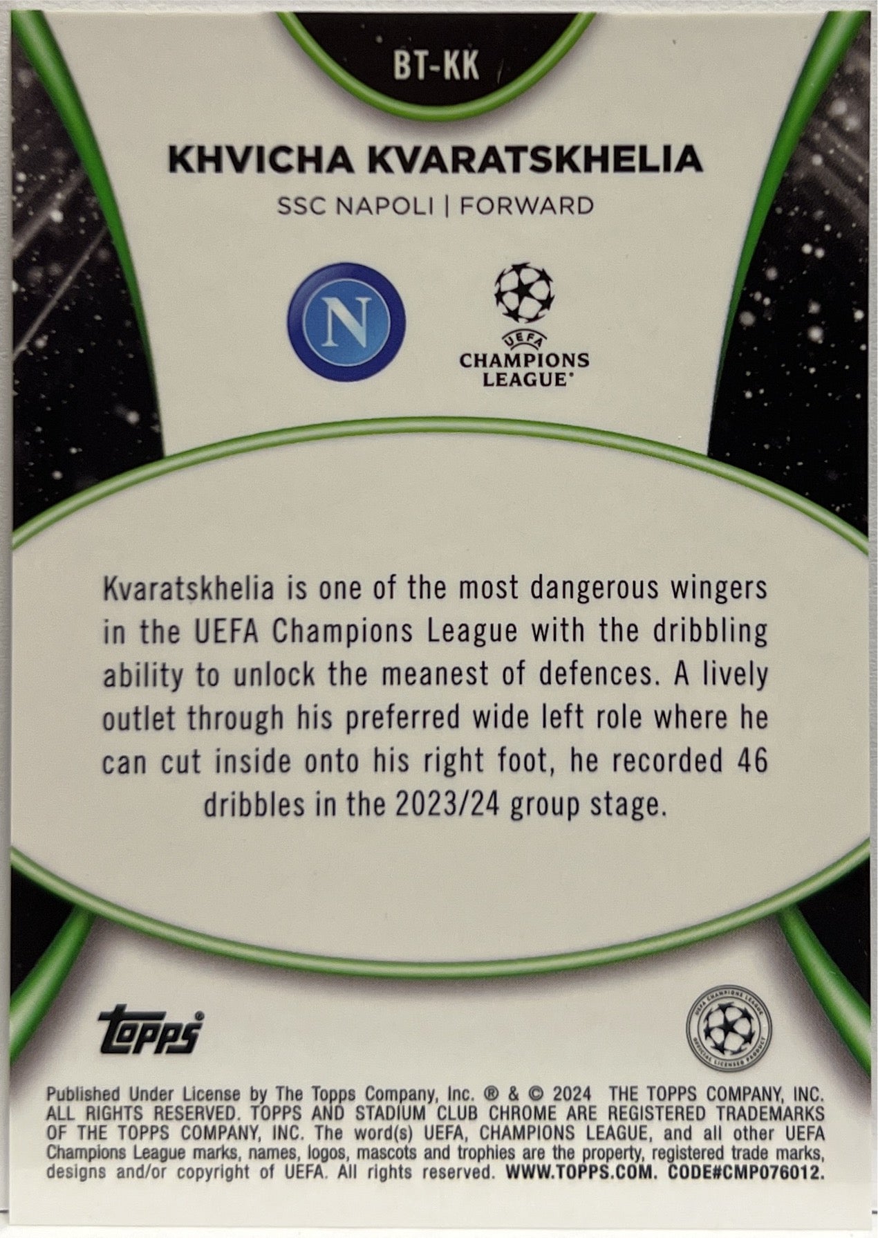 Khvicha Kvaratskhelia Beam Team Topps Stadium Chrome 2023/24