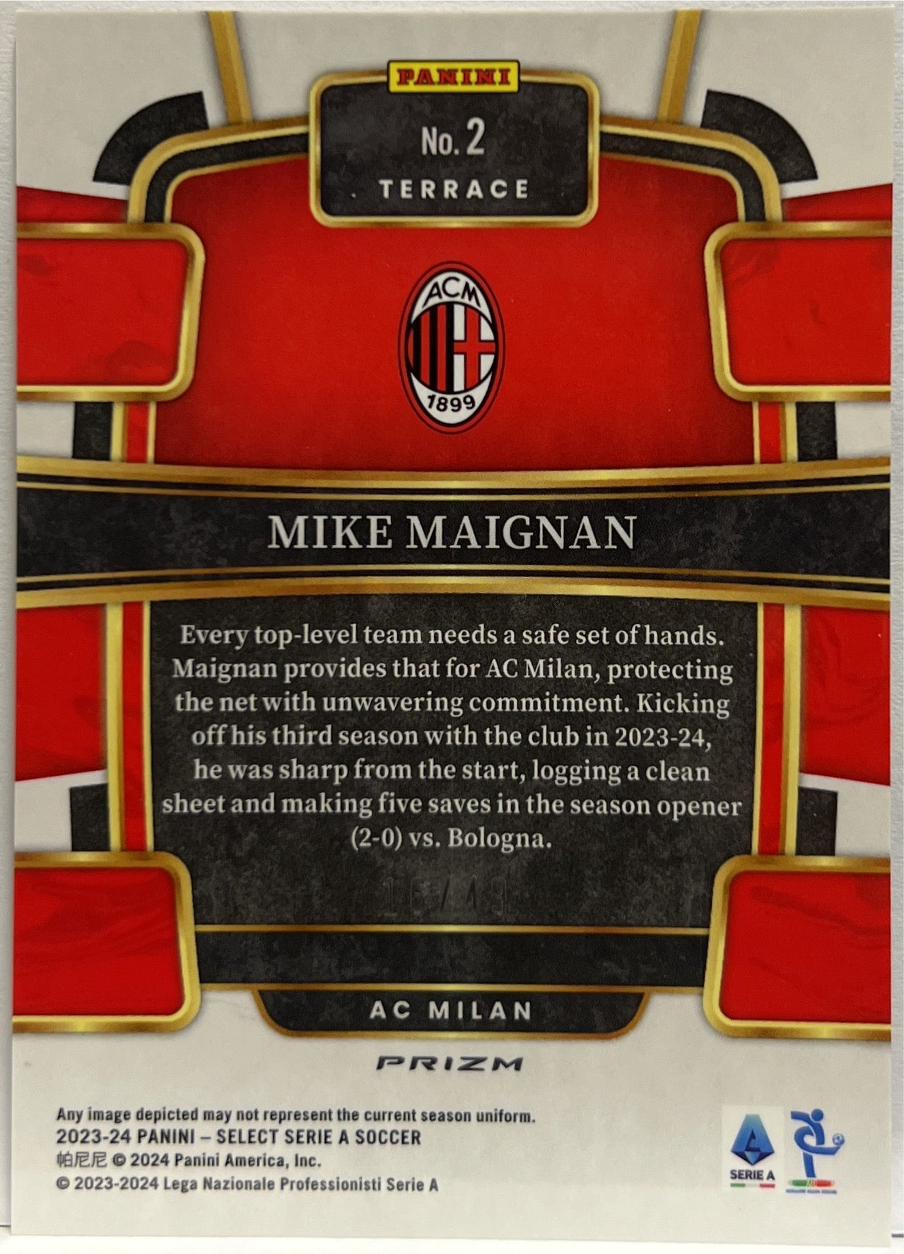 Mike Maignan 16/49 Terrace Purple Select Serie A 2023/24