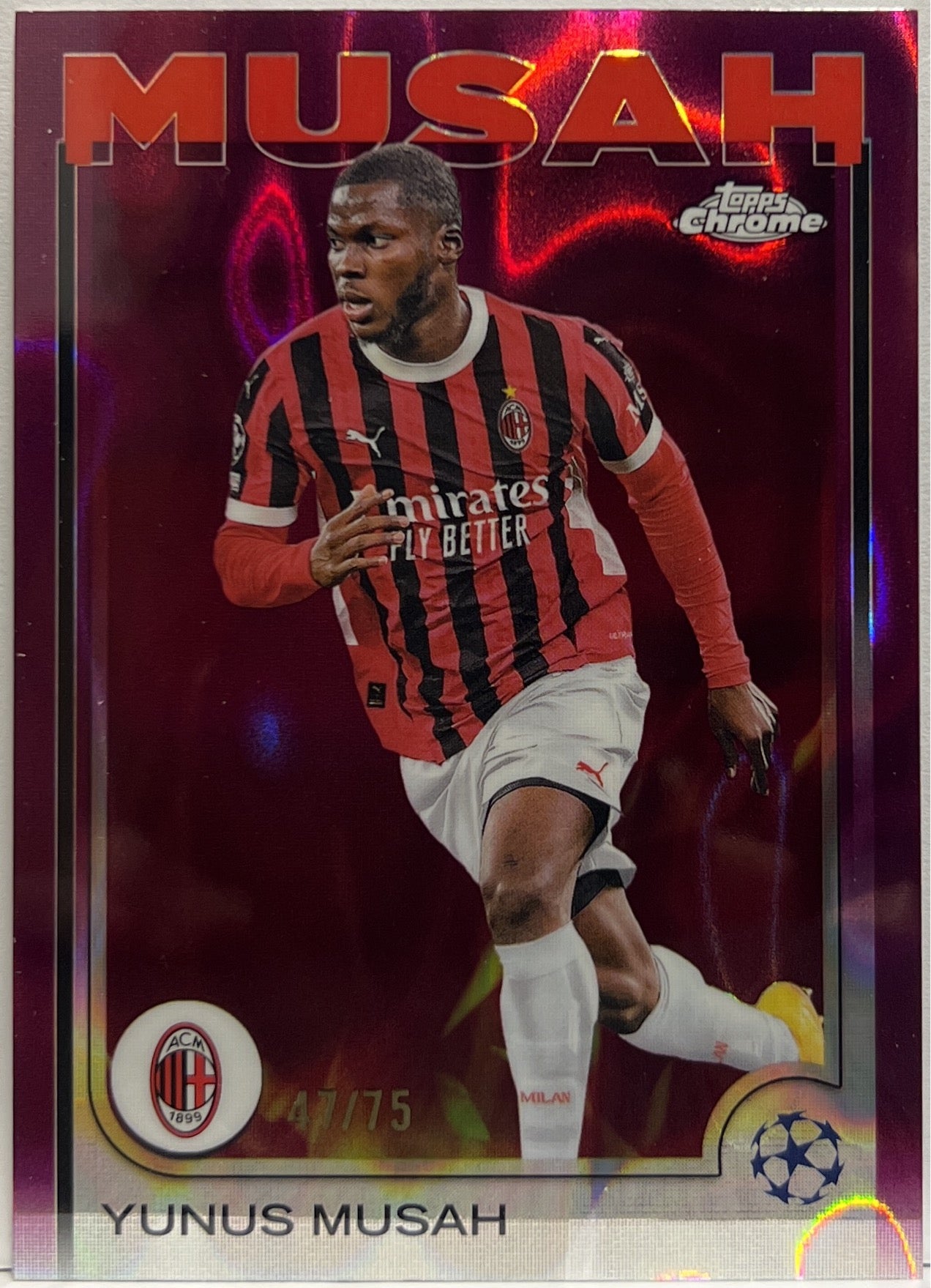 Yunus Musah 47/75 Magenta Lava Topps Chrome UCC 2024/25