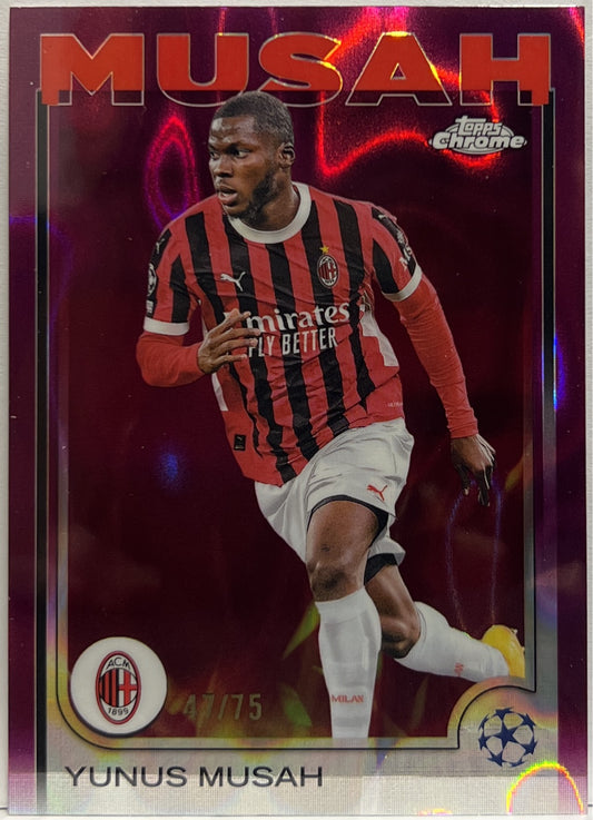 Yunus Musah 47/75 Magenta Lava Topps Chrome UCC 2024/25
