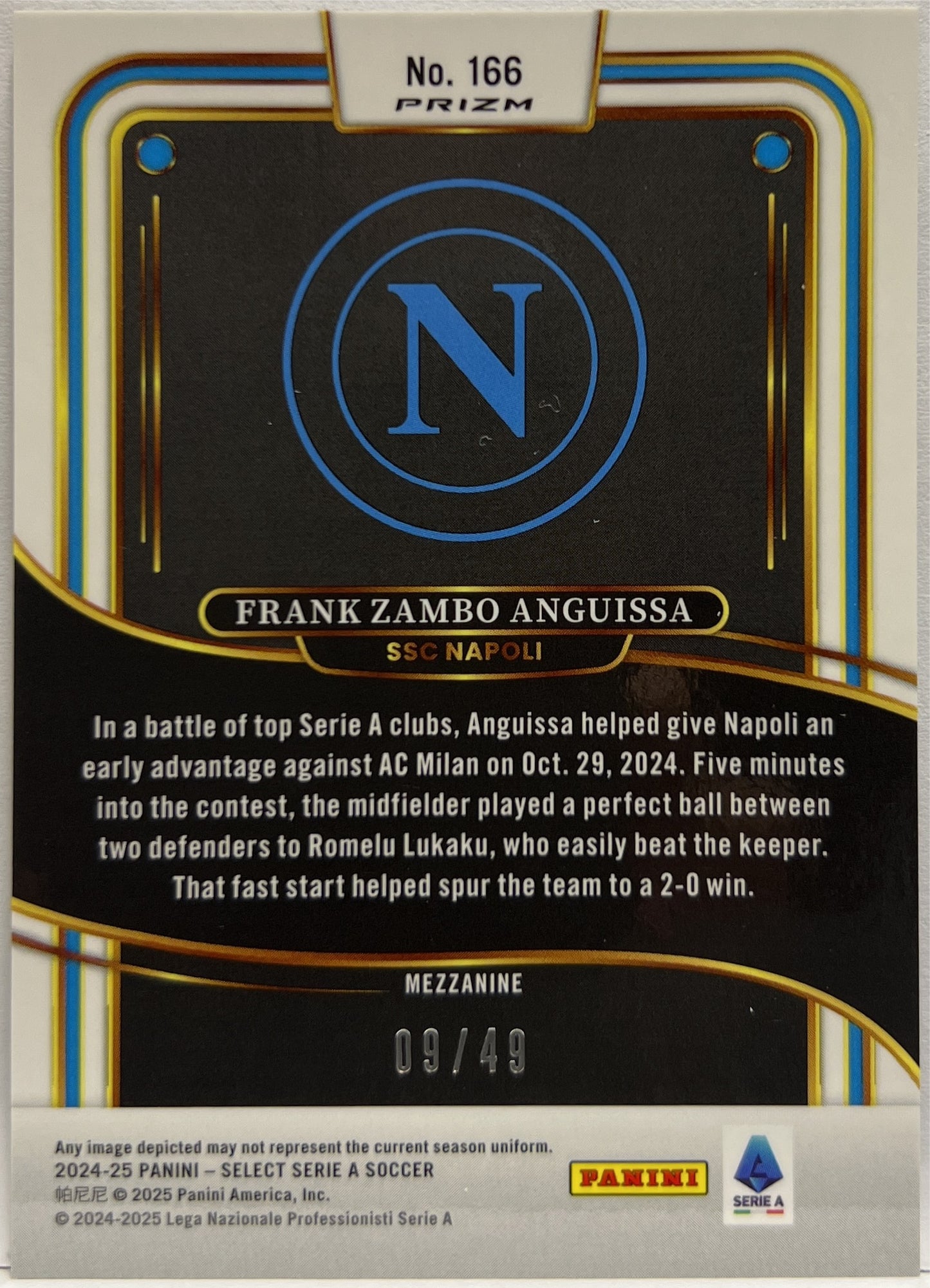 Frank Zambo Anguissa 9/49 Mezzanine Purple Select Serie A 2024/25