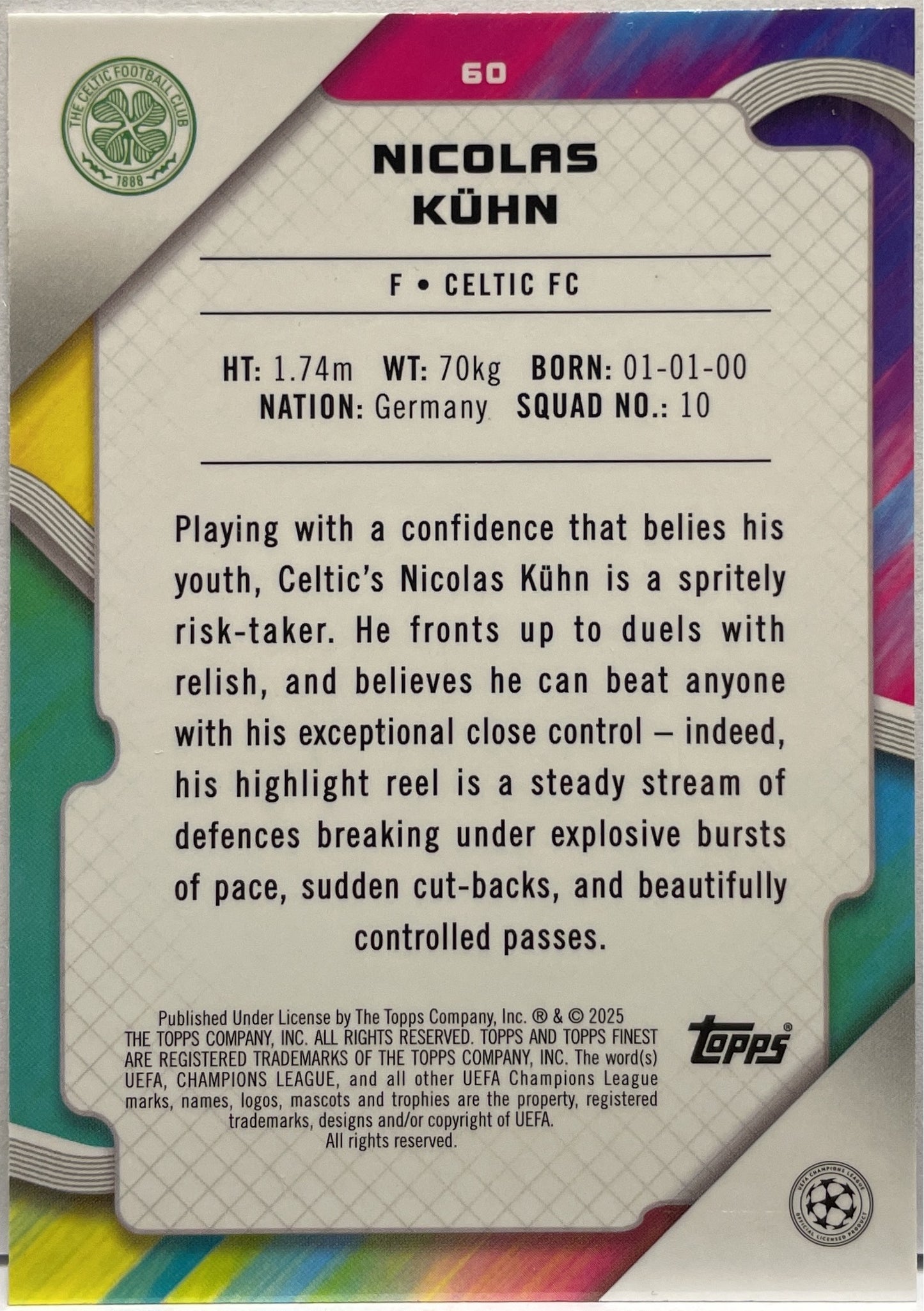 Nicolas Khun 240/299 Rookie Purple Topps Finest UCC 2024/25