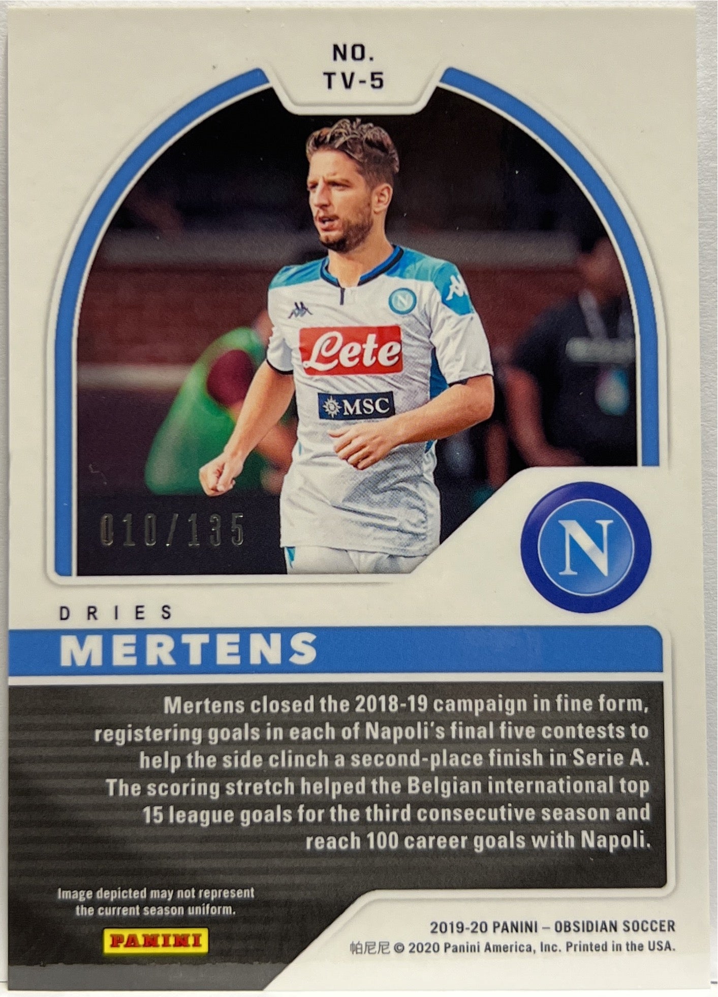 Dries Mertens 10/135 Tunnel Vision Obsidian 2019/20