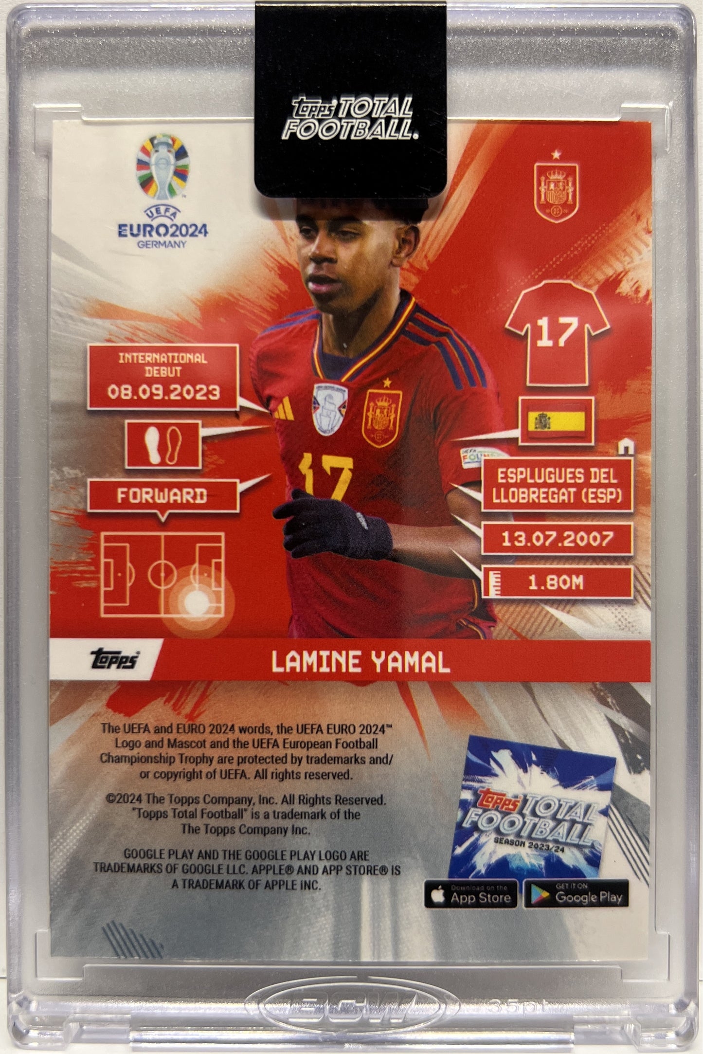 Lamine Yamal 1/10 National Debut Orange Topps Total Football Euro 2024