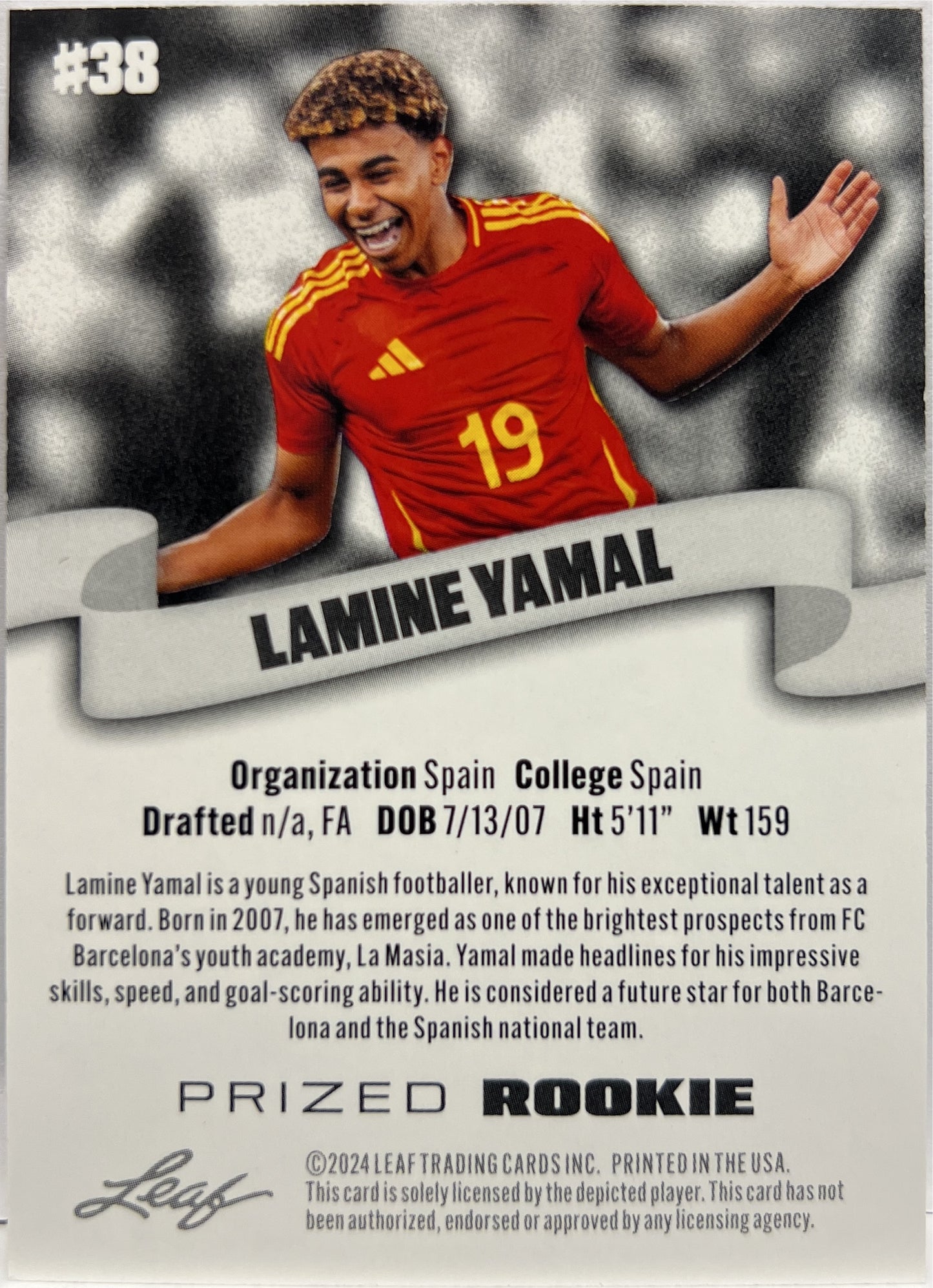 Lamine Yamal Prized Rookie Leaf 2024