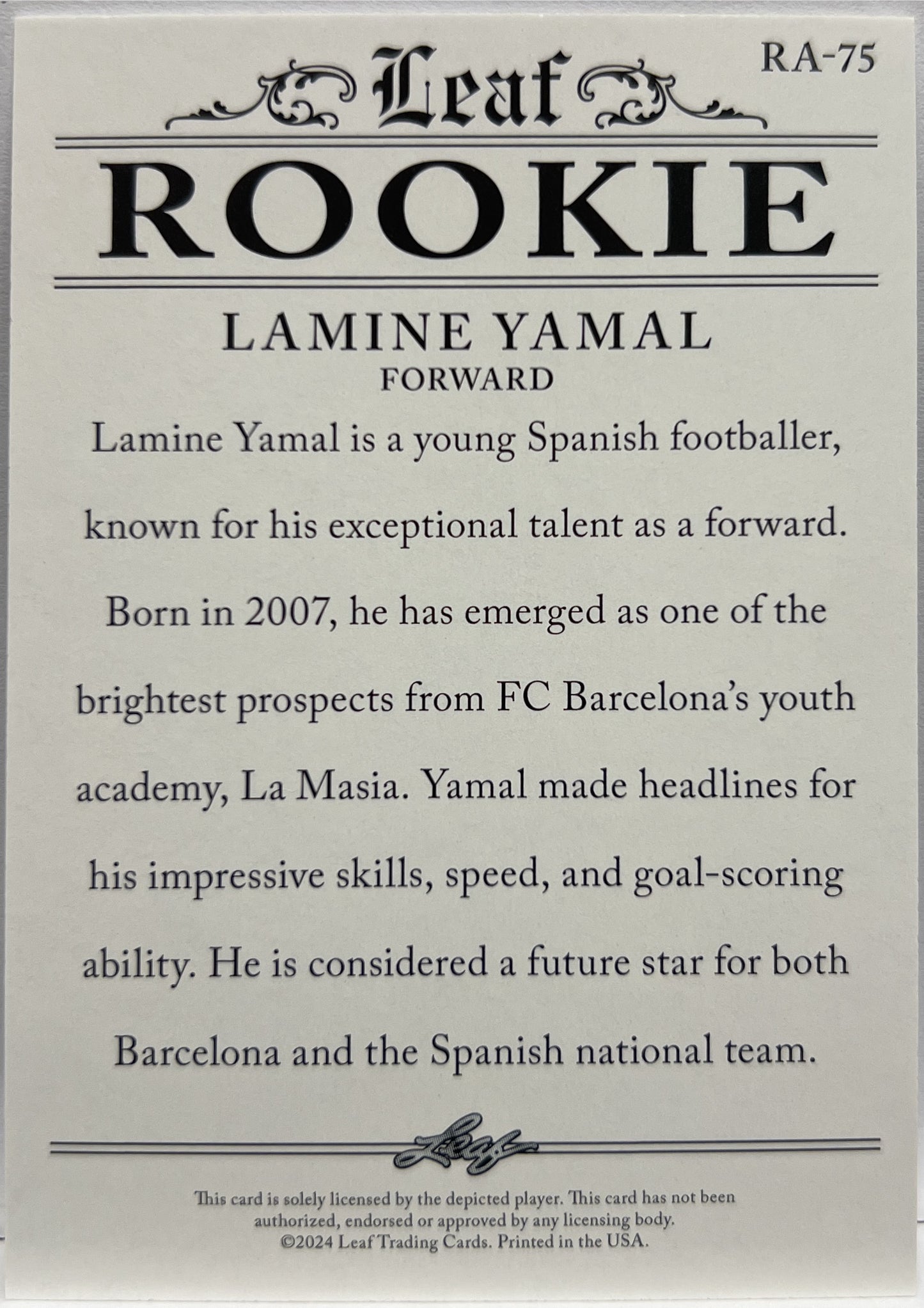 Lamine Yamal Rookie RA-75 Leaf 2024