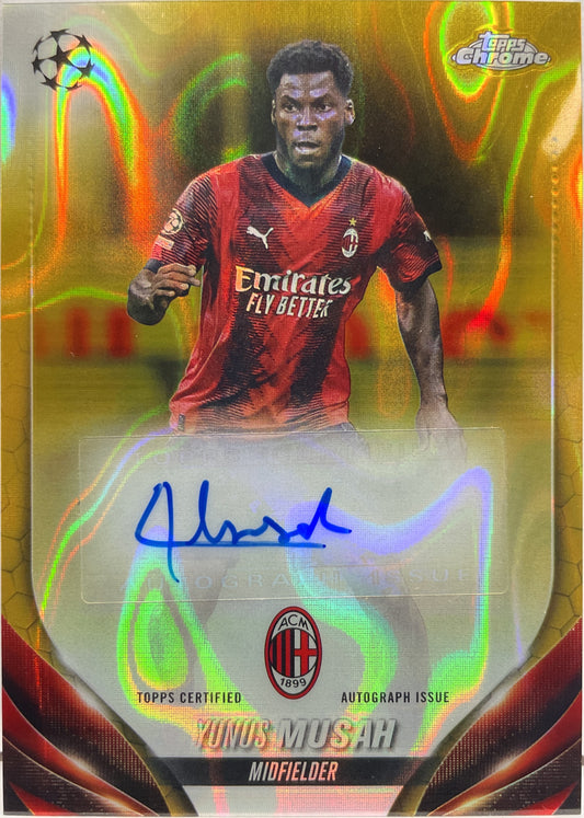 Yunus Musah Autograph Gold Lava Topps Chrome UCC 2023/24