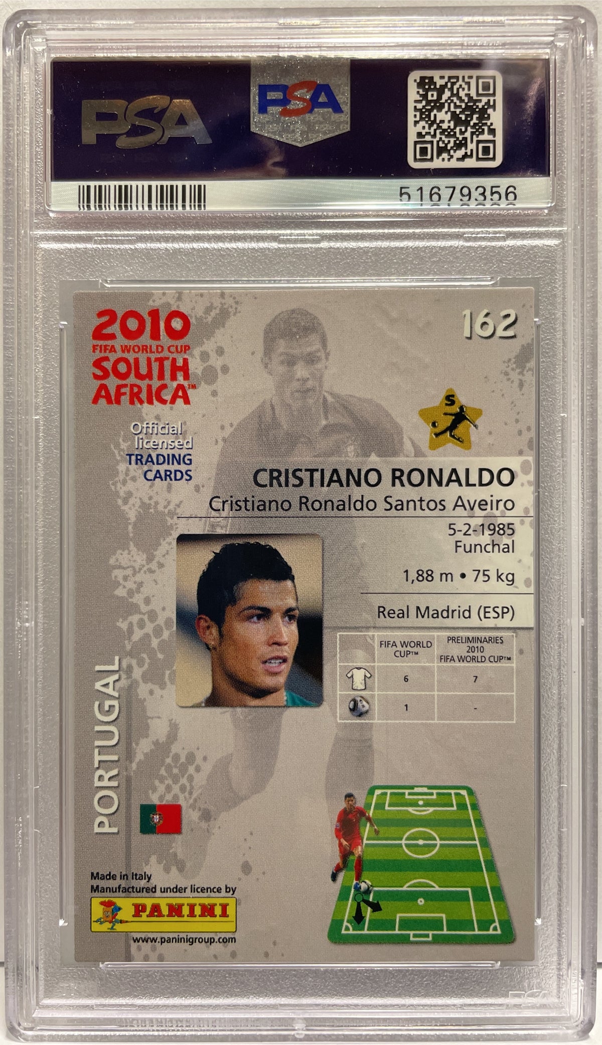 Cristiano Ronaldo Premium Panini World Cup South Africa 2010 PSA 8
