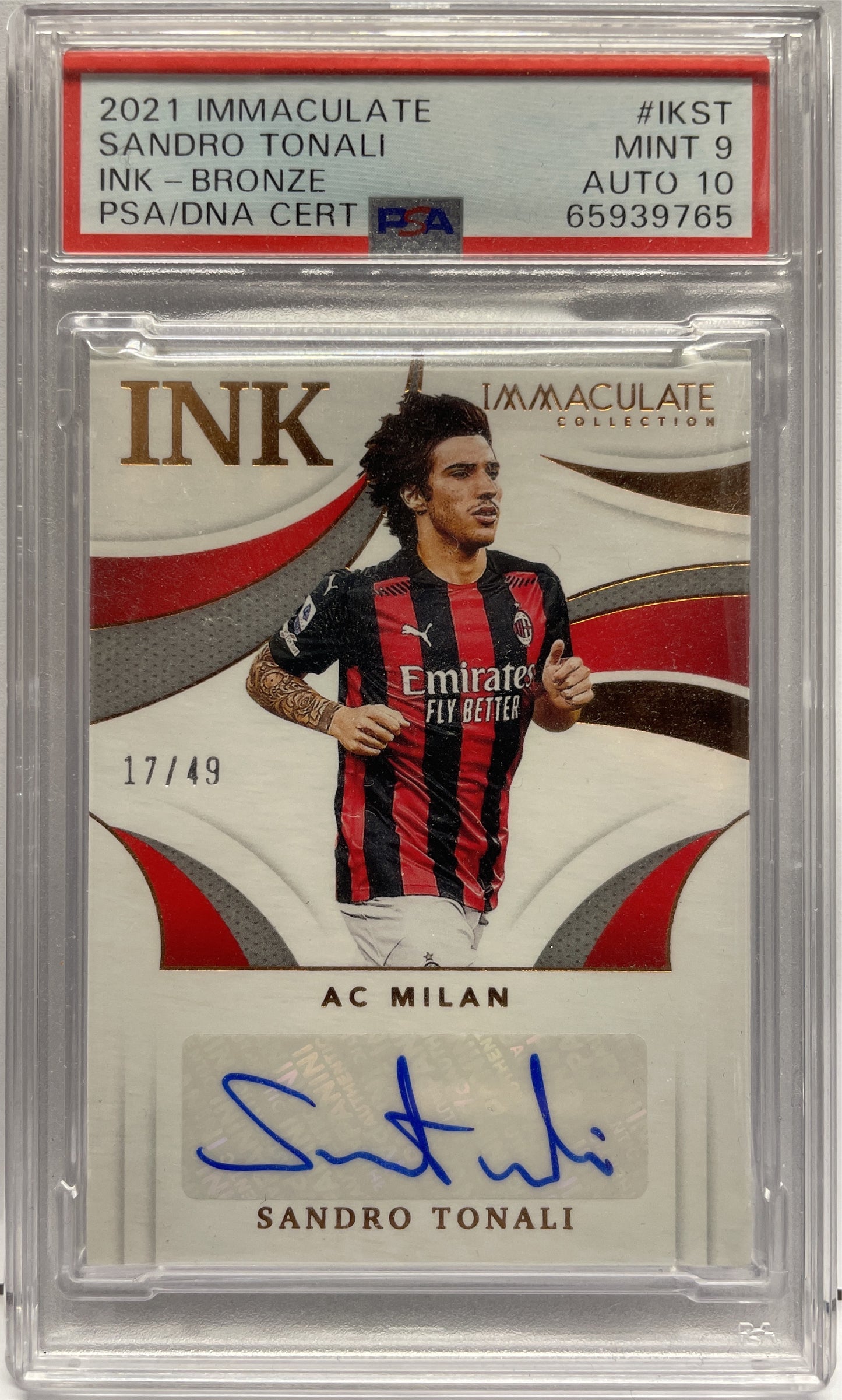 PSA 9 - Sandro Tonali 17/49 Autograph Ink - Panini Immaculate 2021