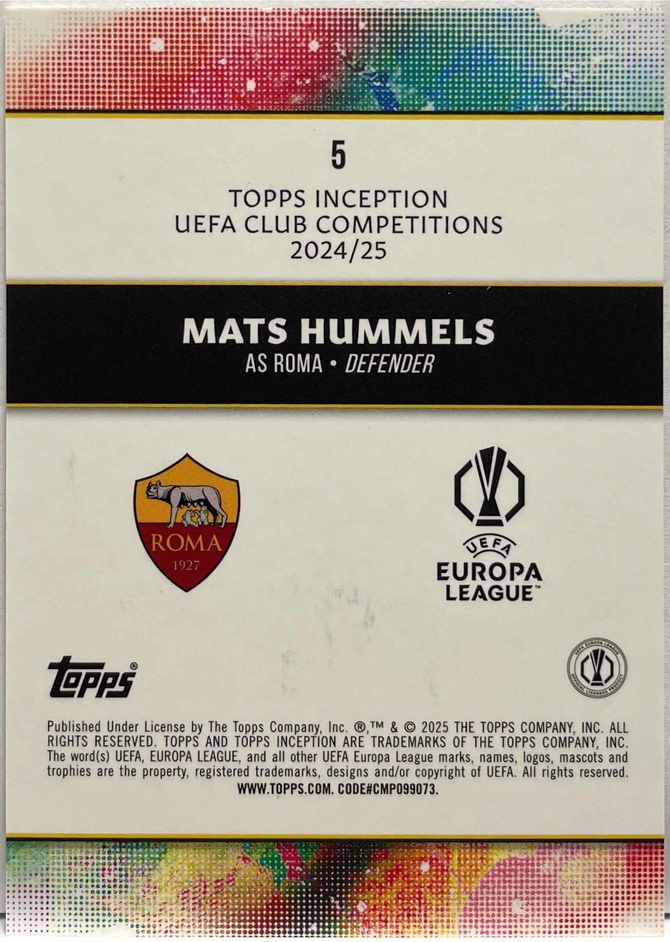 Mats Hummels 35/199 First XI Topps Inception 2024/25