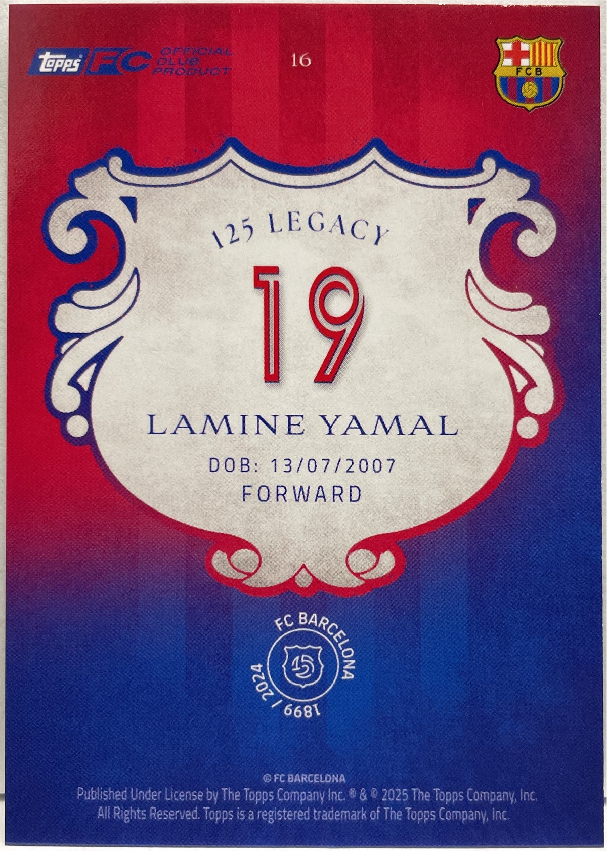 Lamine Yamal Topps Barcelona 125 2024/25
