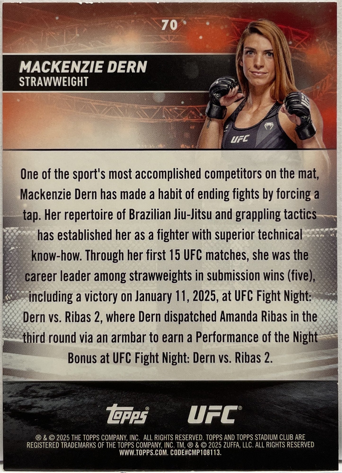 Mackenzie Dern 78/99 Turquoise Foil Topps Stadium UFC 2025