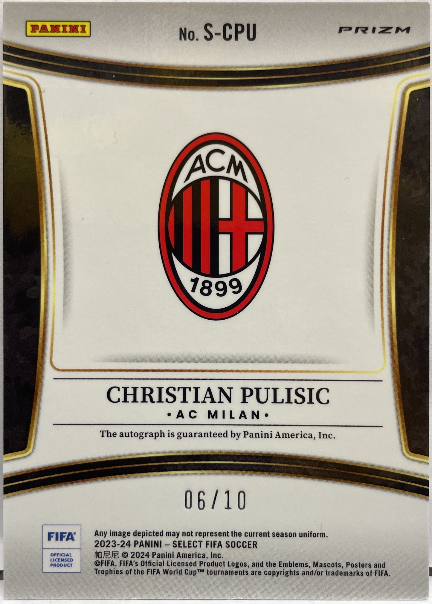 Christian Pulisic 6/10 Autograph Select Serie A 2023/24