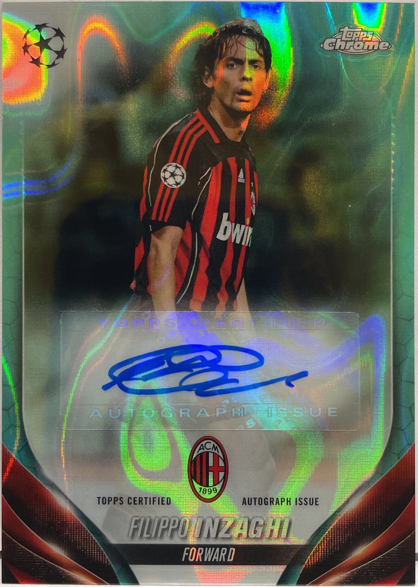 Filippo Inzaghi Autograph Aqua Lava Topps Chrome UCC 2023/24