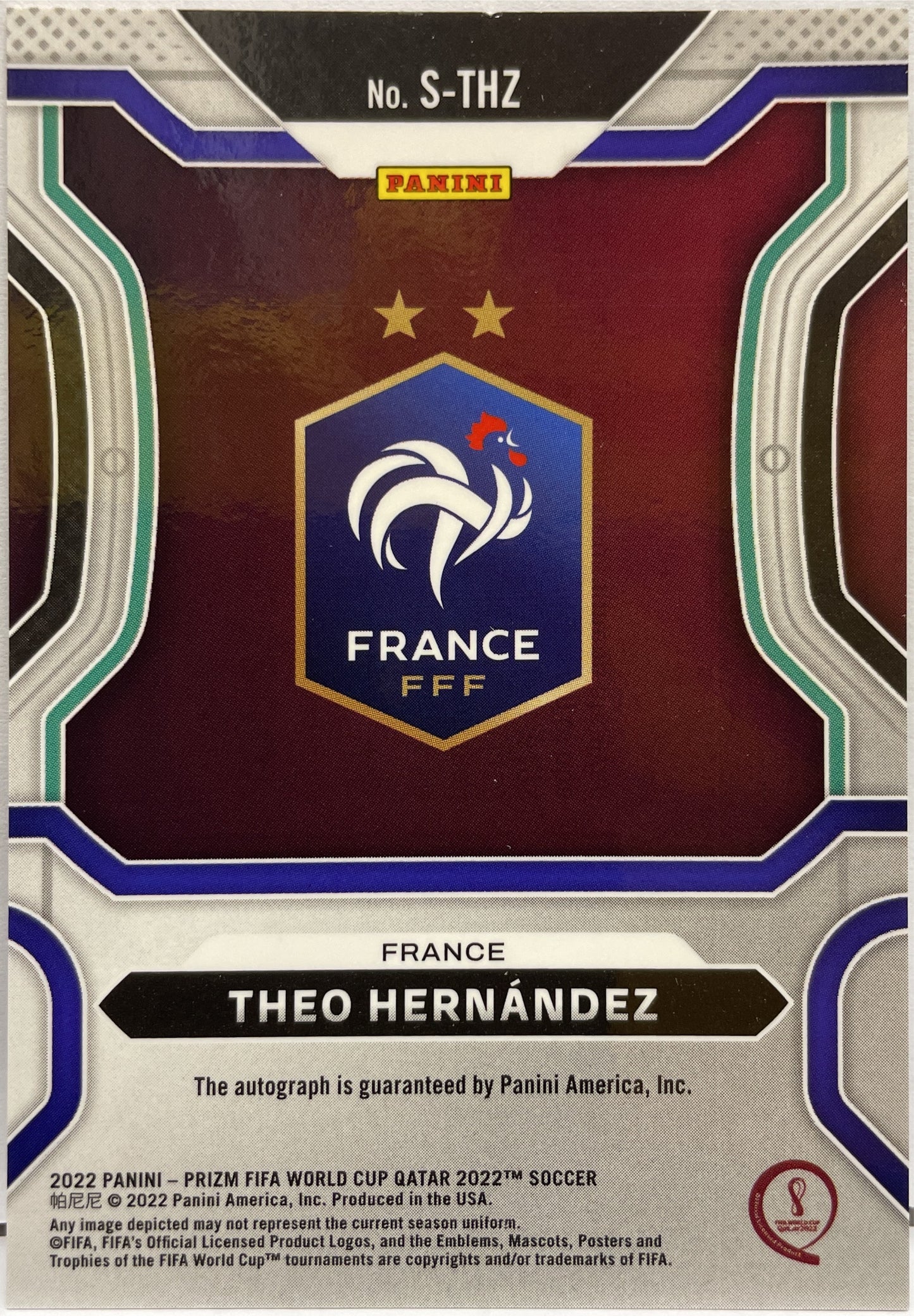 Theo Hernandez Autograph Prizm Qatar 2022