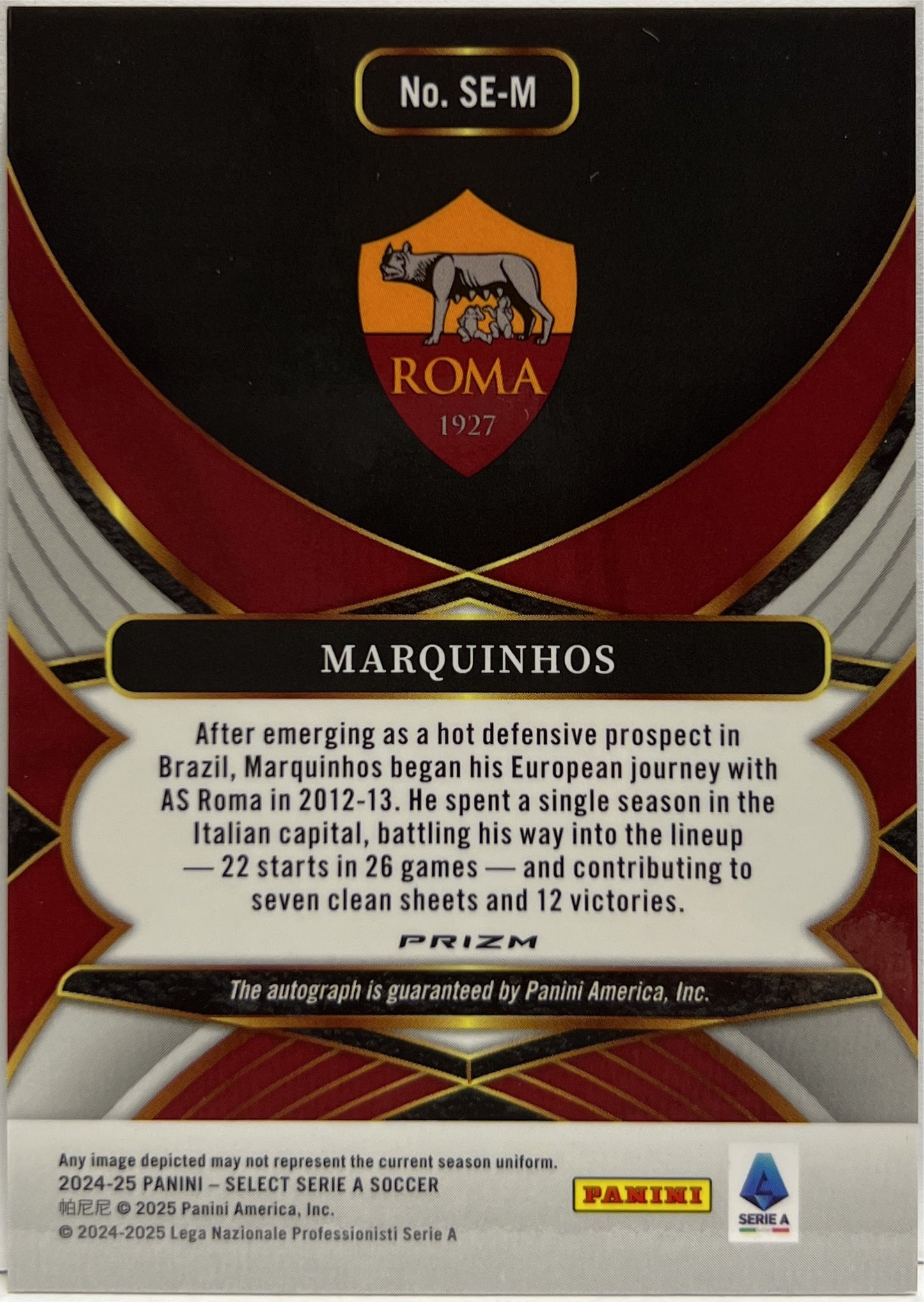Marquinhos Autograph Signature Select Serie A 2024/25 .2