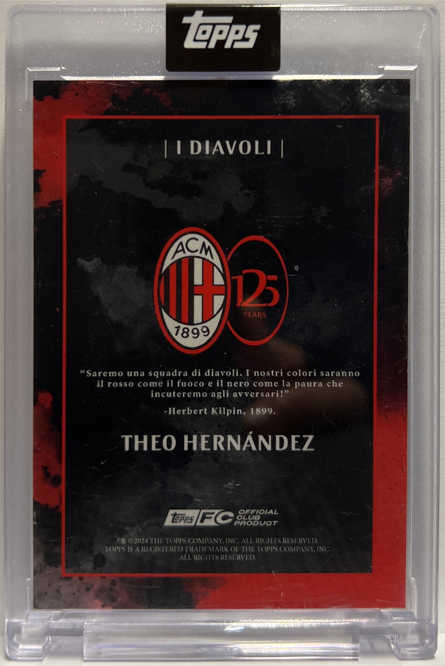 Theo Hernandez 17/99 Autograph I Diavoli Topps AC Milan 125 Anniversary 2025