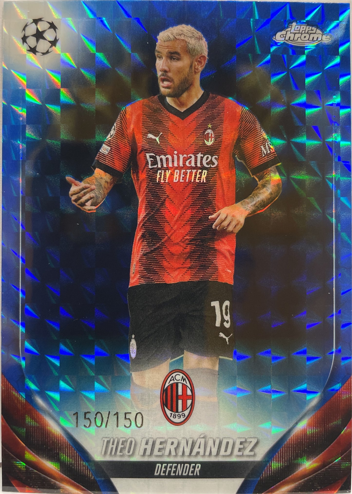 Theo Hernandez 150/150 Blue Geometric Topps Chrome UCC 2023/24