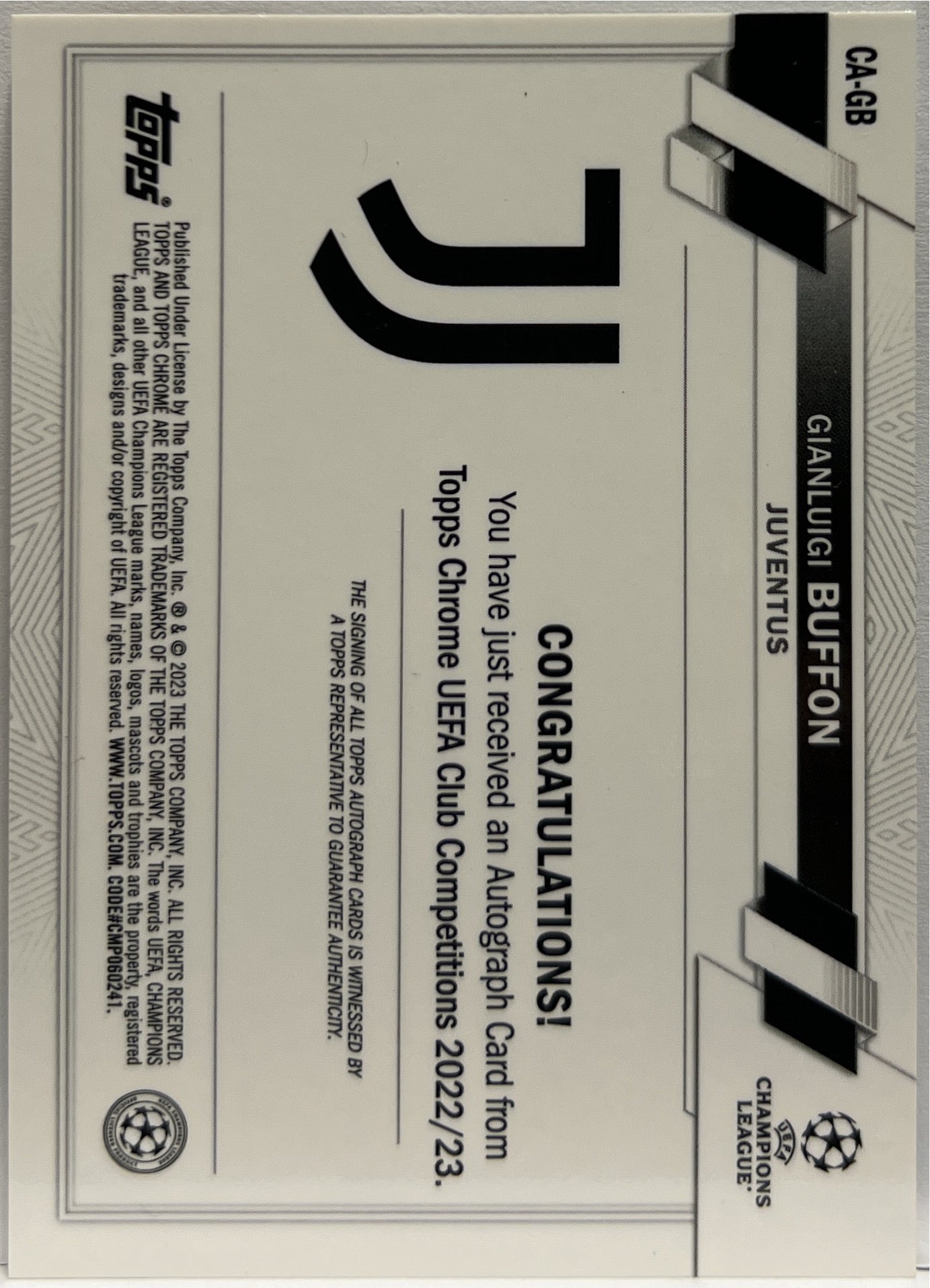 Gianluigi Buffon Autograph Gold Lava Topps Chrome UCC 2022/23