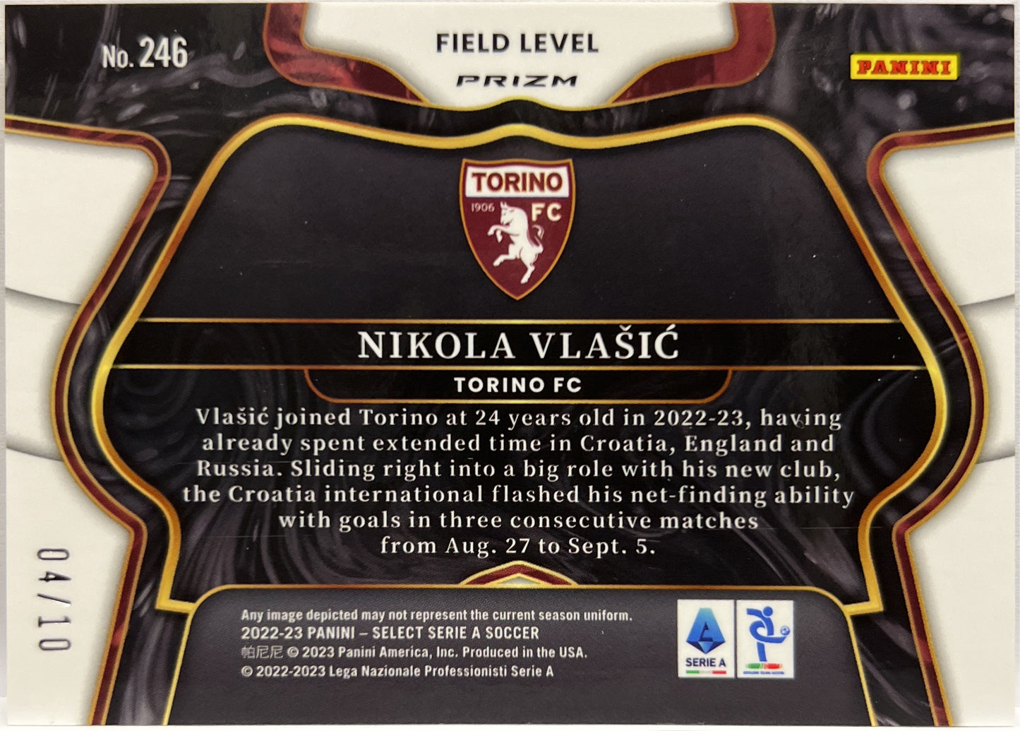 Nikola Vlasic 4/10 Field Level Gold Select Serie A 2022/23