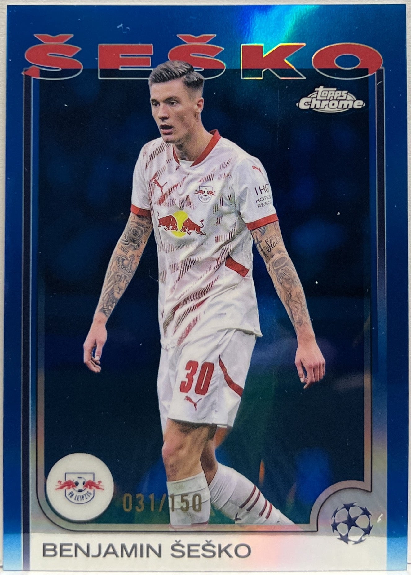 Benjamin Sesko 31/150 Blue Topps Chrome UCC 2024/25