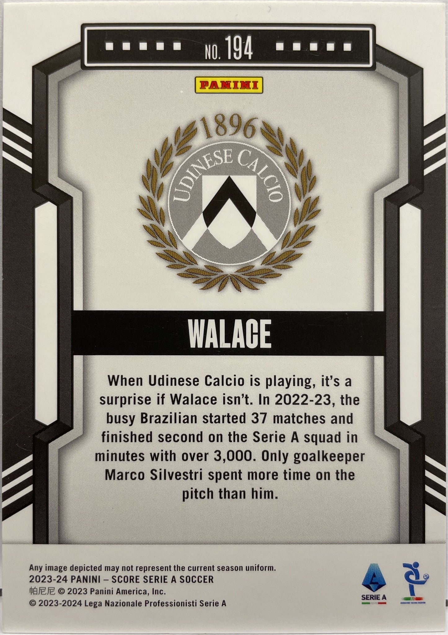 Walace 1/1 One Of One Black Swirl Score Serie A 2023/24