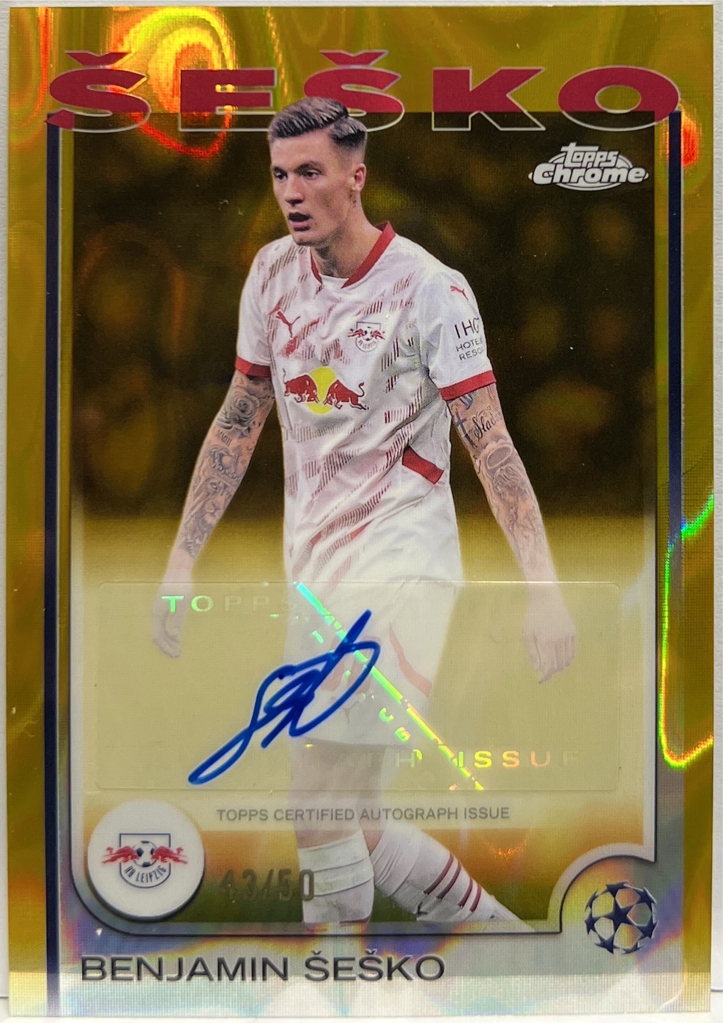 Benjamin Sesko 43/50 Autograph Gold Lava Topps Chrome UCC 2024/25