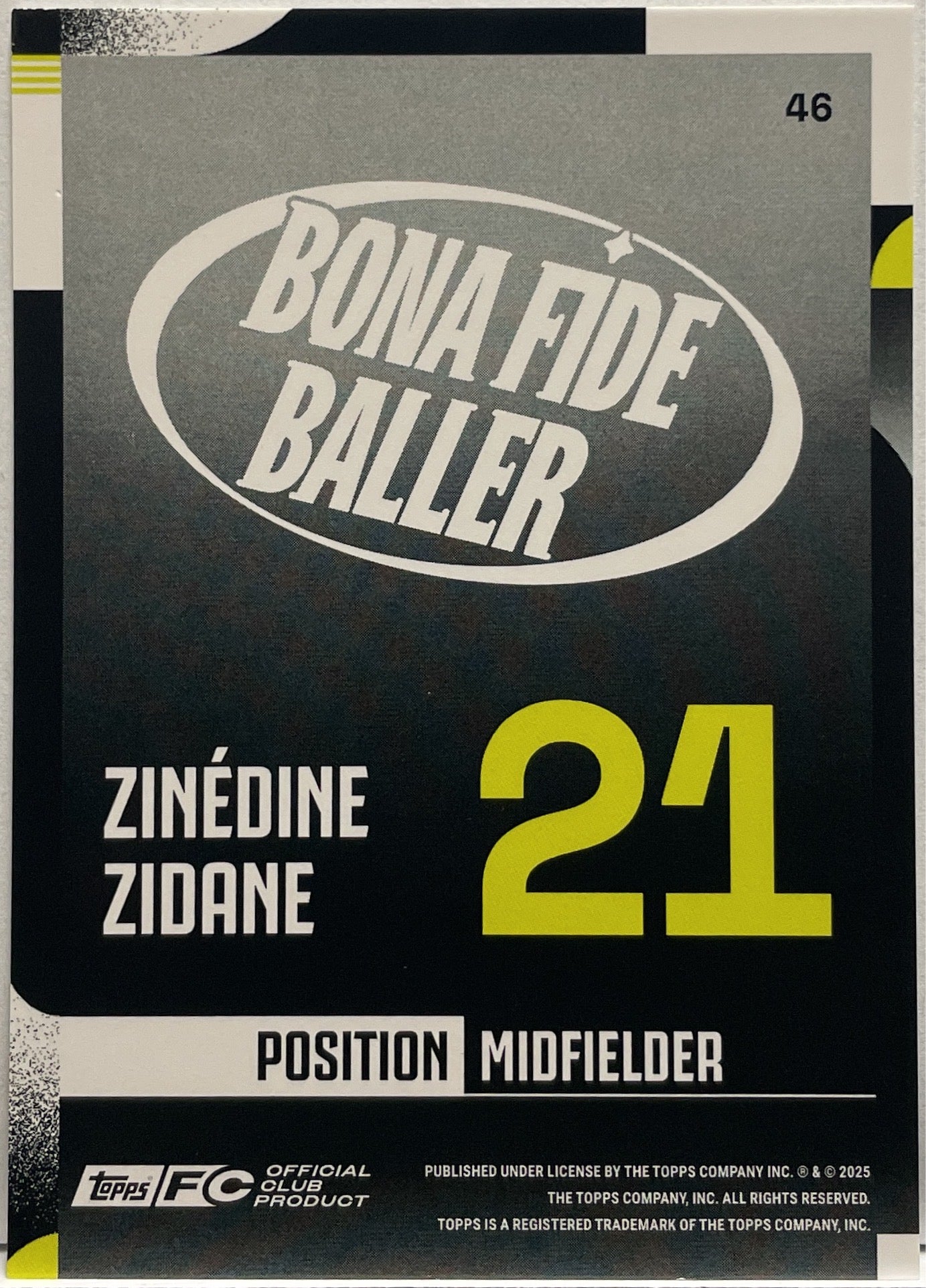 Zinedine Zidane 6/25 Bona Fide Baller Orange Topps FC Juventus Premium Team Set 2024/25