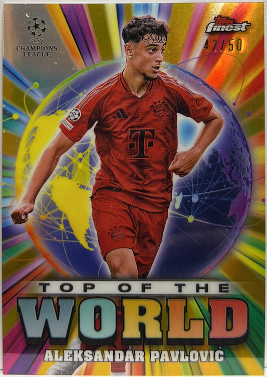 Aleksander Pavlovic 42/50 Top Of The World Gold Topps Finest UCC 2024/25