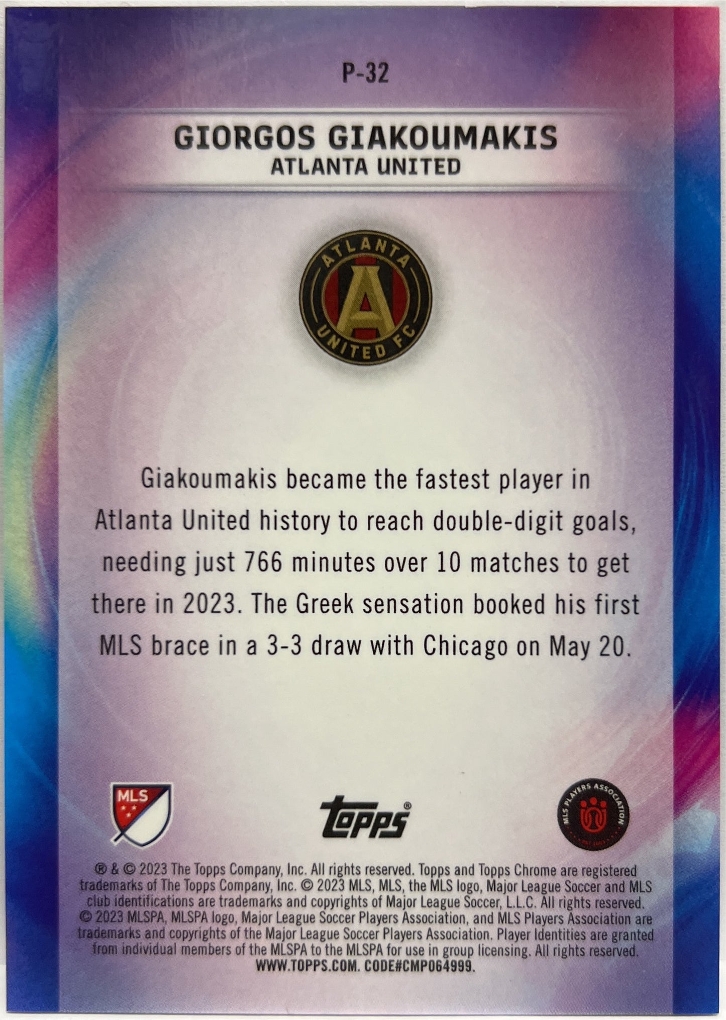 Giorgos Giakoumakis 9/25 Pearless Orange Topps Chrome MLS 2022/23