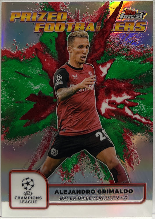 Alejandro Grimaldo Prized Footballers Fusion Variation Green Red Topps Finest UCC 2024/25