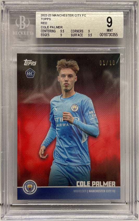 Beckett 9 - Cole Palmer 1/10 Rookie Topps Manchester City Team Set 2022/23